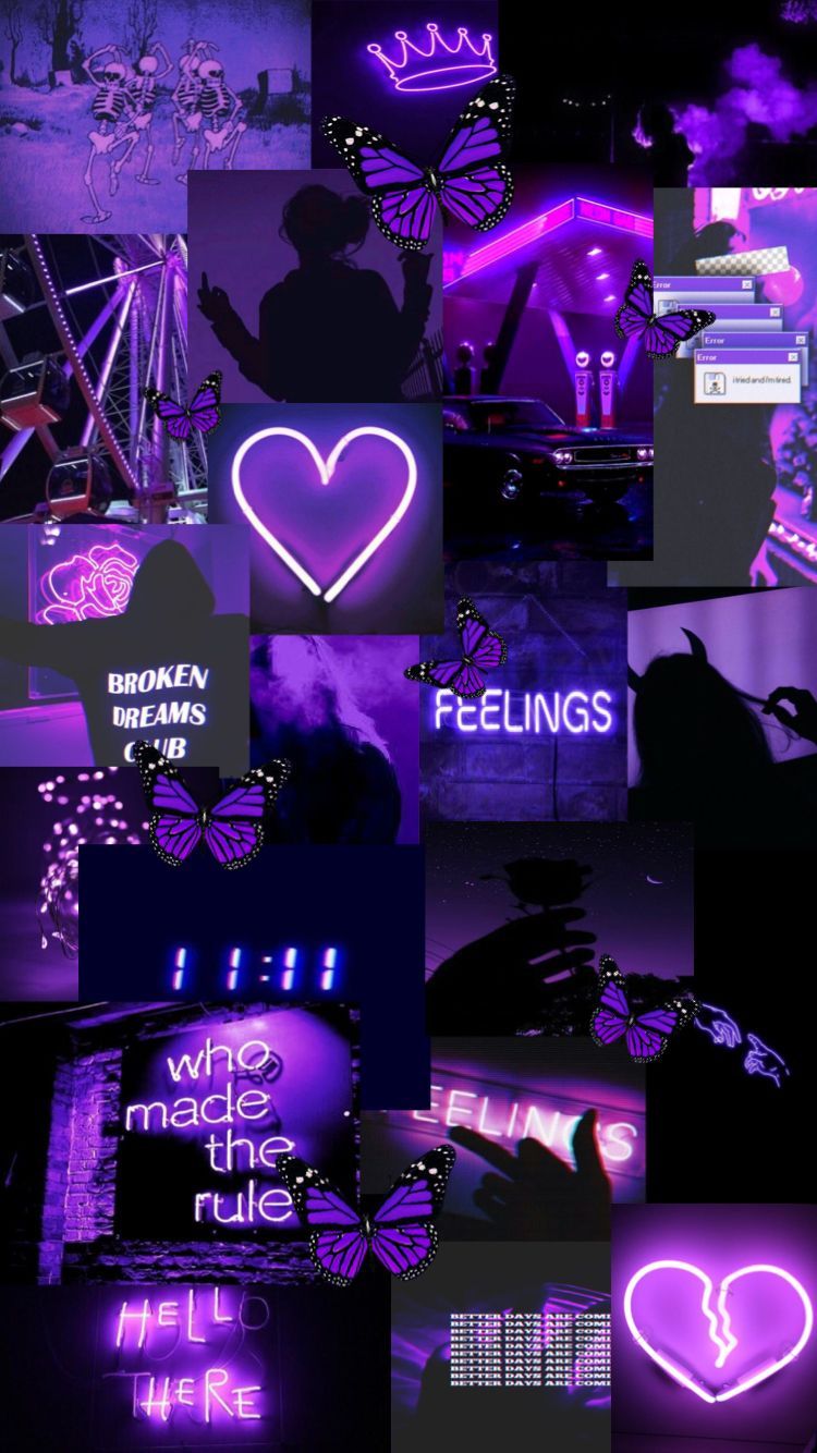 Dark Purple Collage Aesthetic Wallpapers