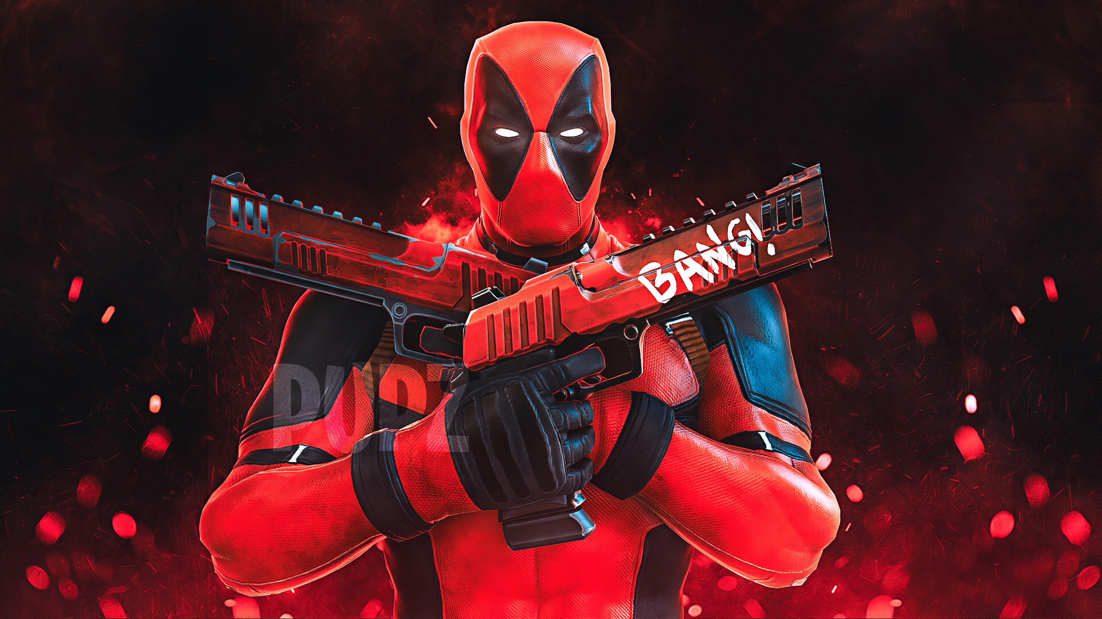 Deadpool With Guns Up Wallpapers