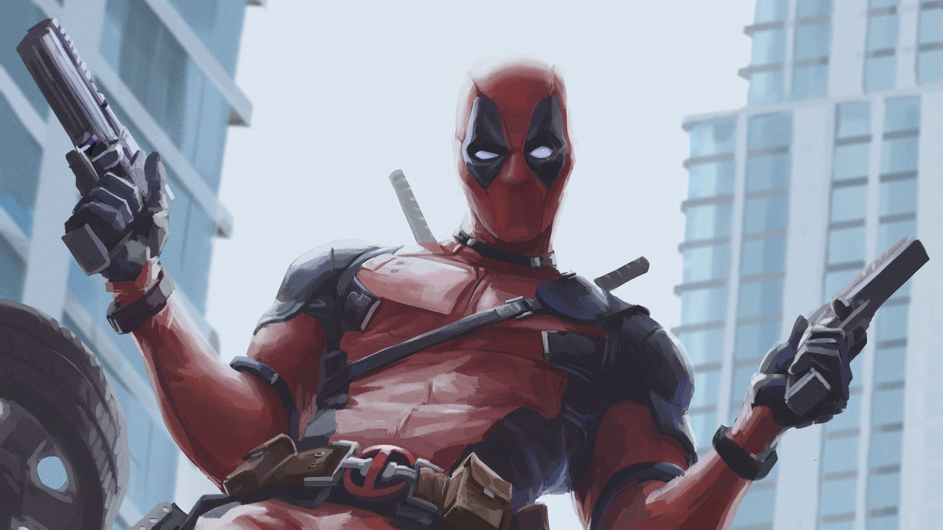 Deadpool With Guns Up Wallpapers