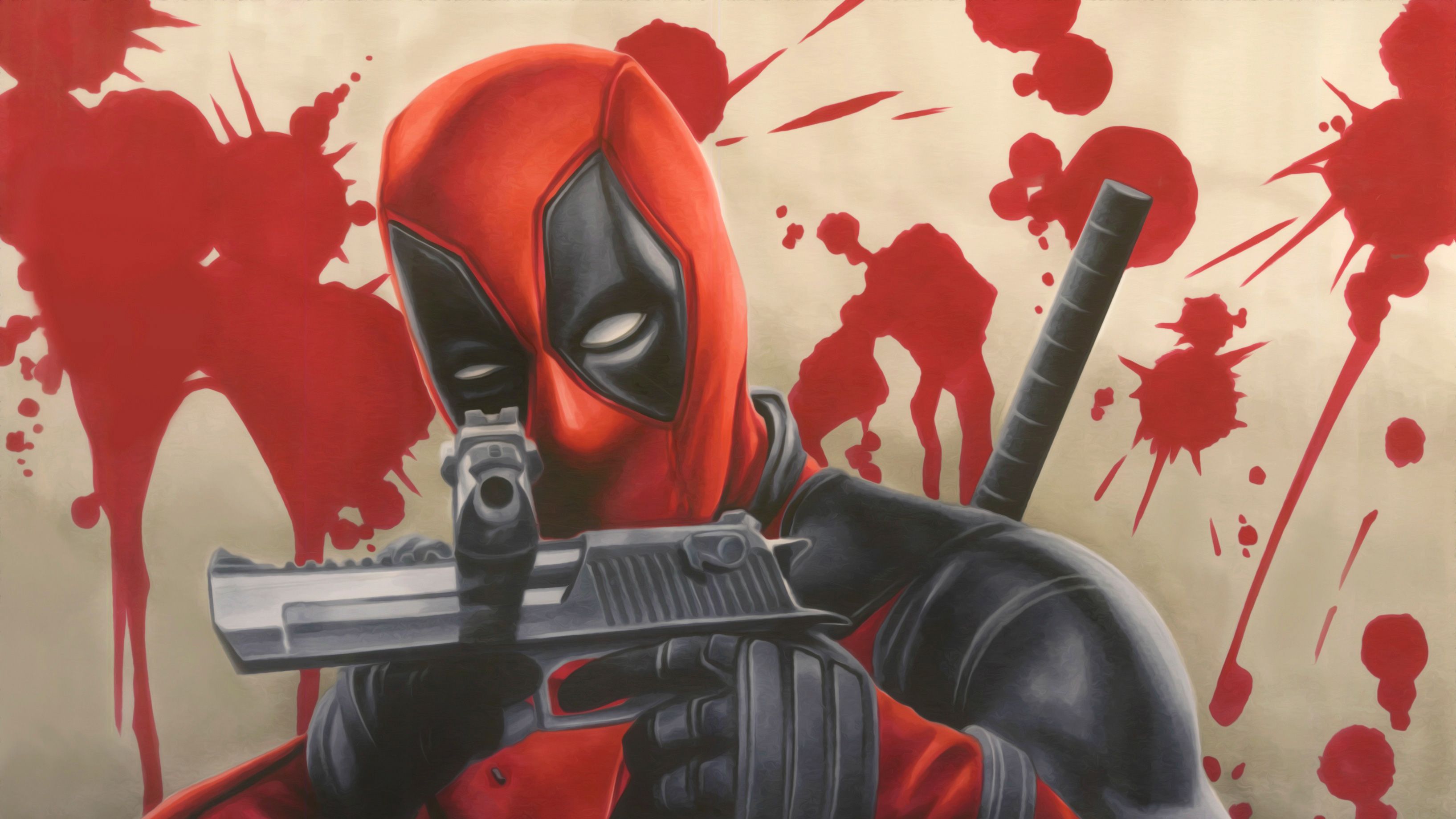 Deadpool With Guns Up Wallpapers