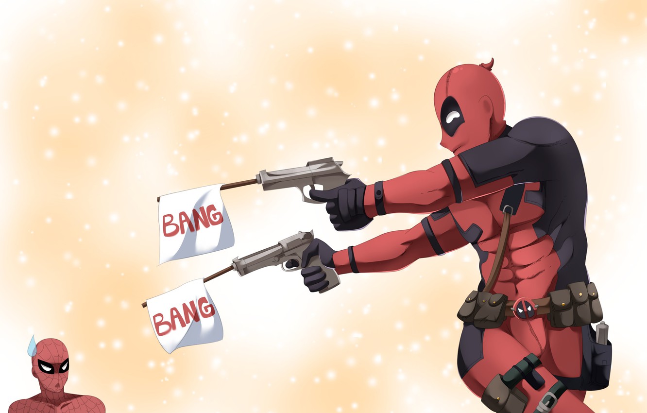 Deadpool With Guns Up Wallpapers