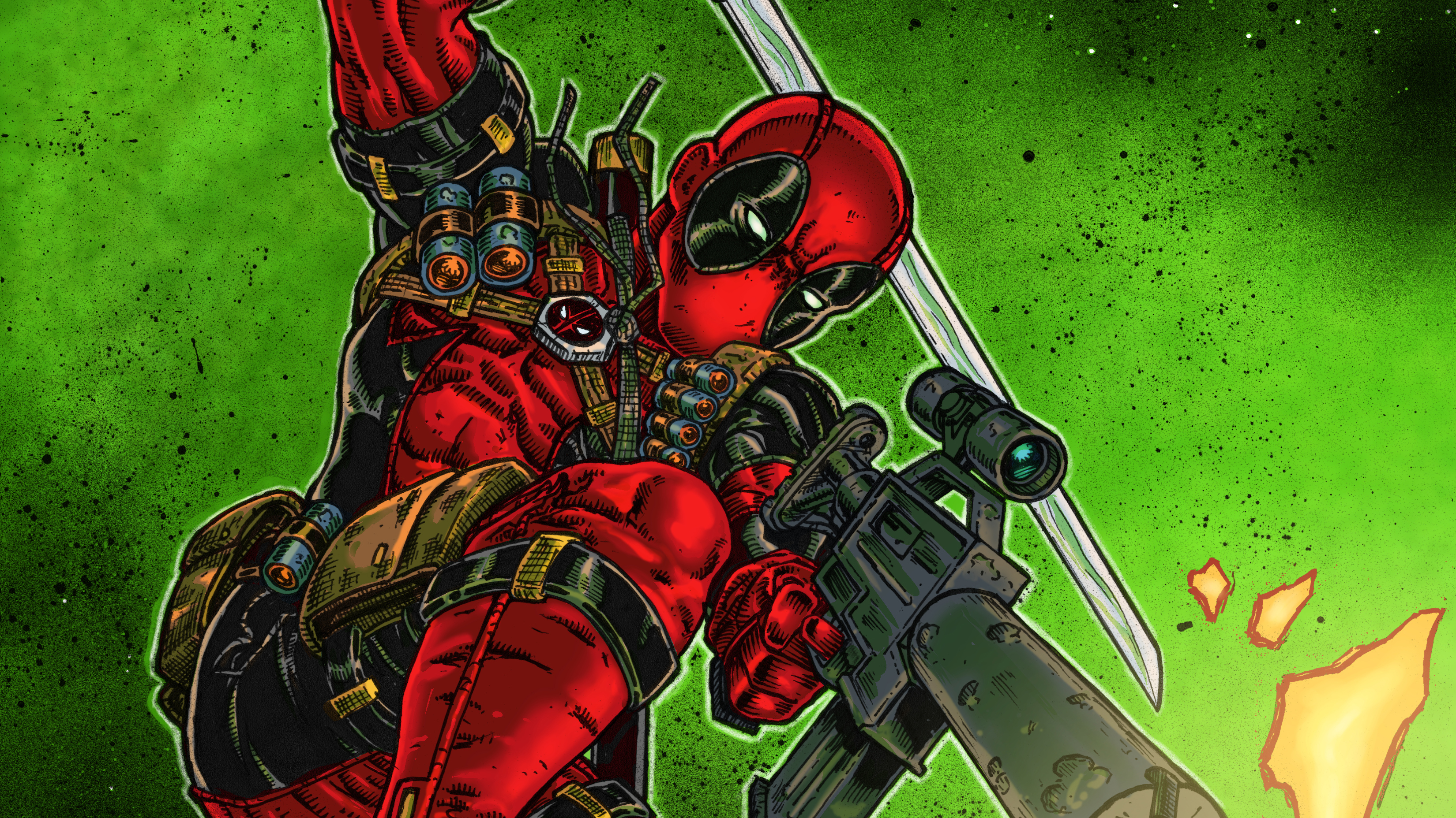 Deadpool With Guns Up Wallpapers