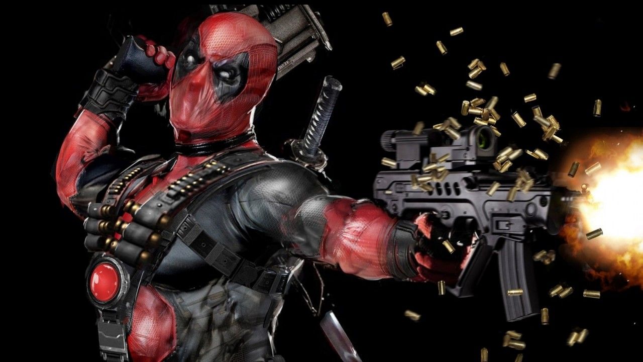 Deadpool With Guns Up Wallpapers