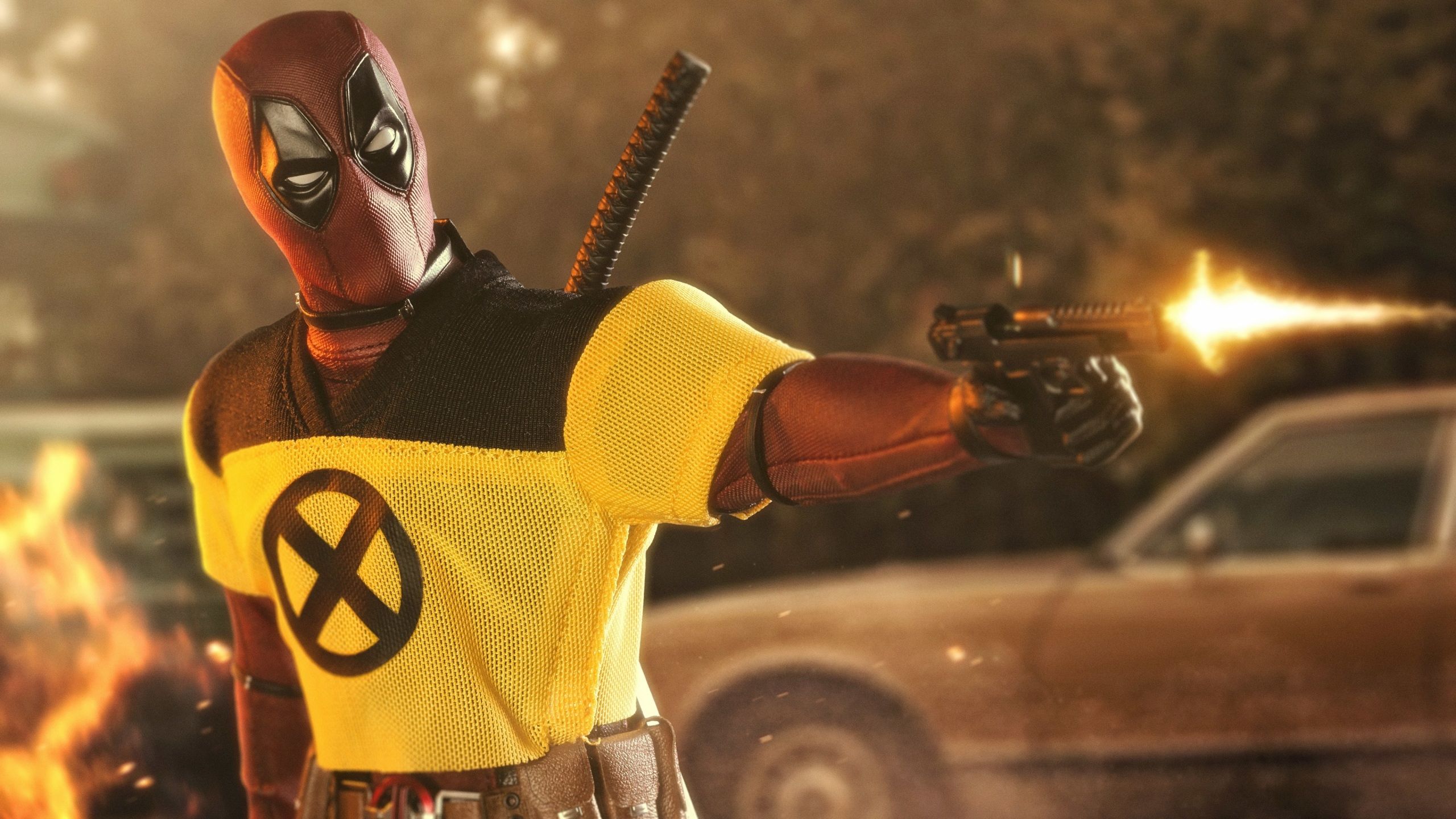 Deadpool With Guns Up Wallpapers