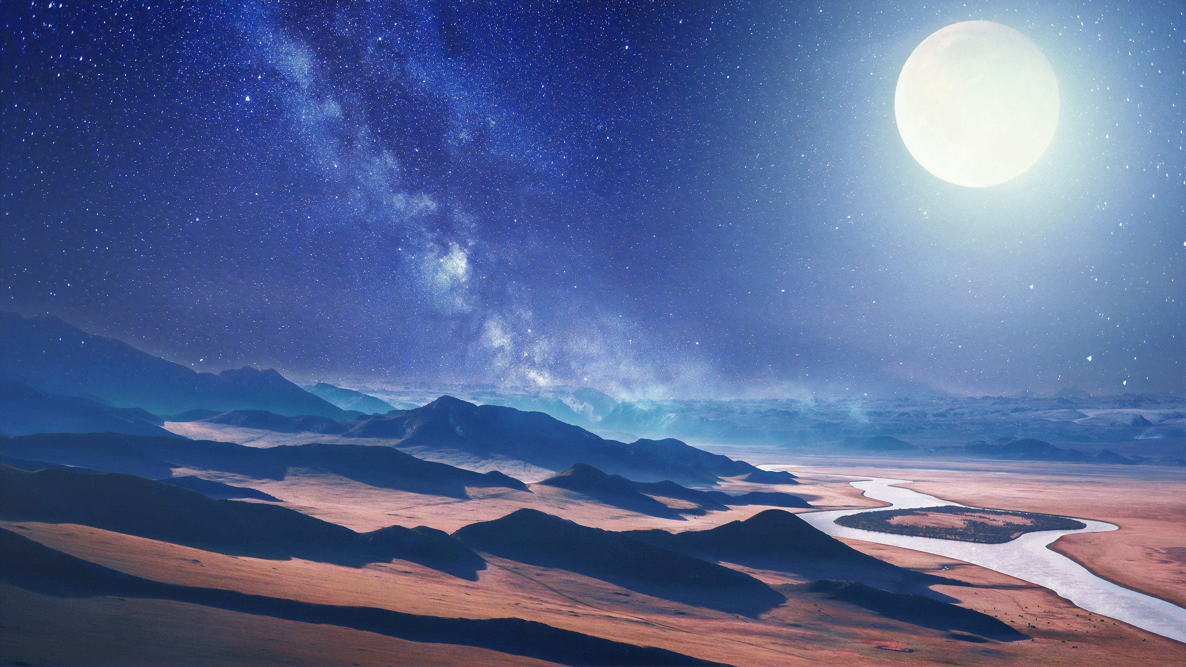 Desert 4K Night Illustration Wallpapers