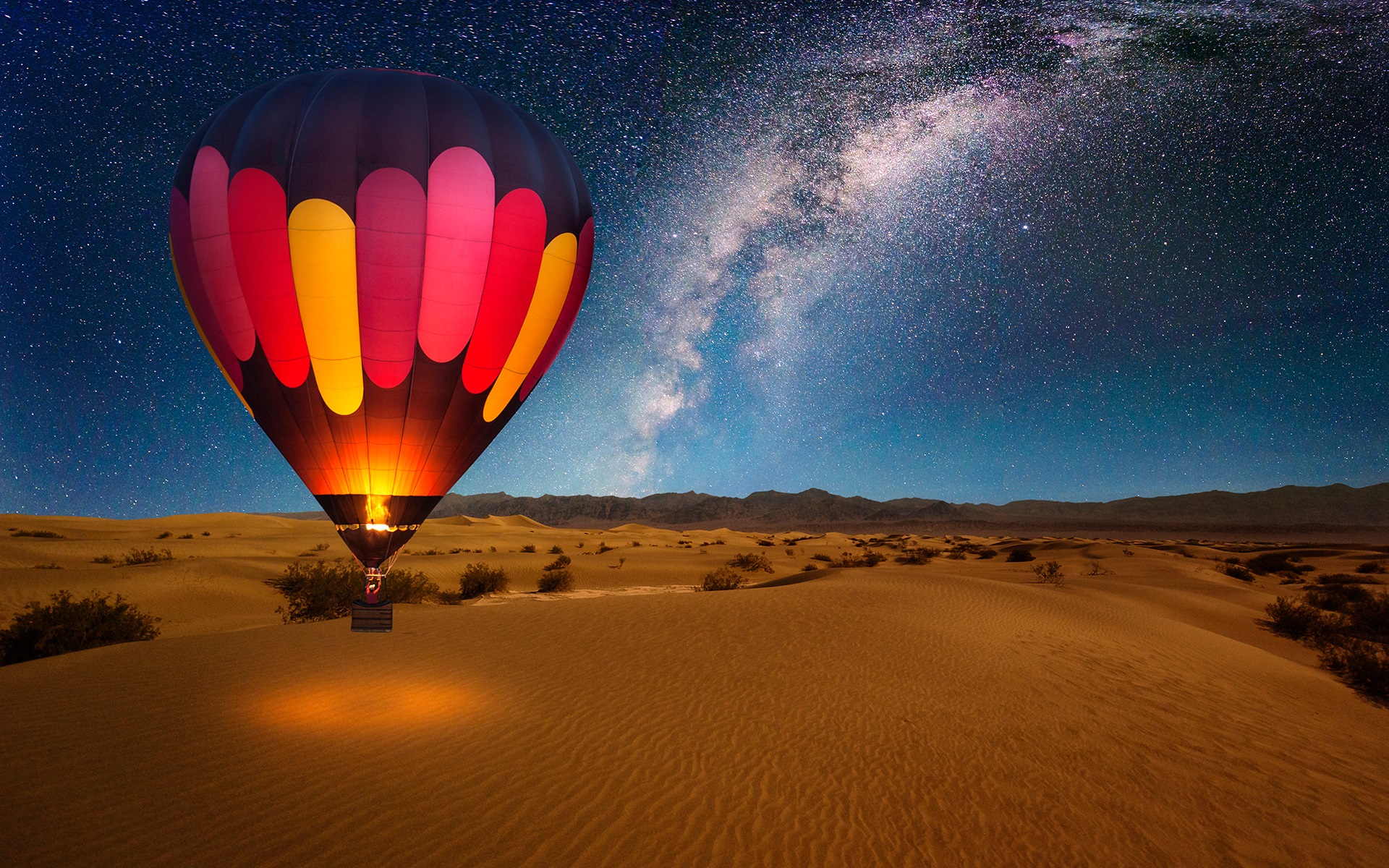 Desert Art And  Hot Air Balloon Wallpapers