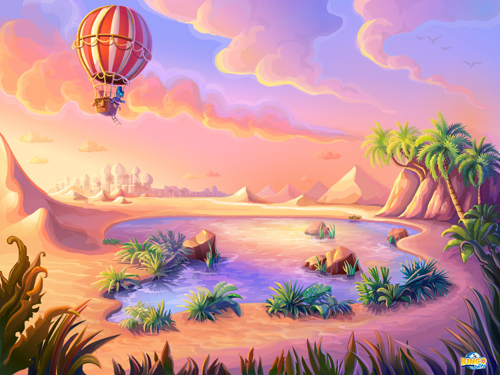 Desert Art And  Hot Air Balloon Wallpapers