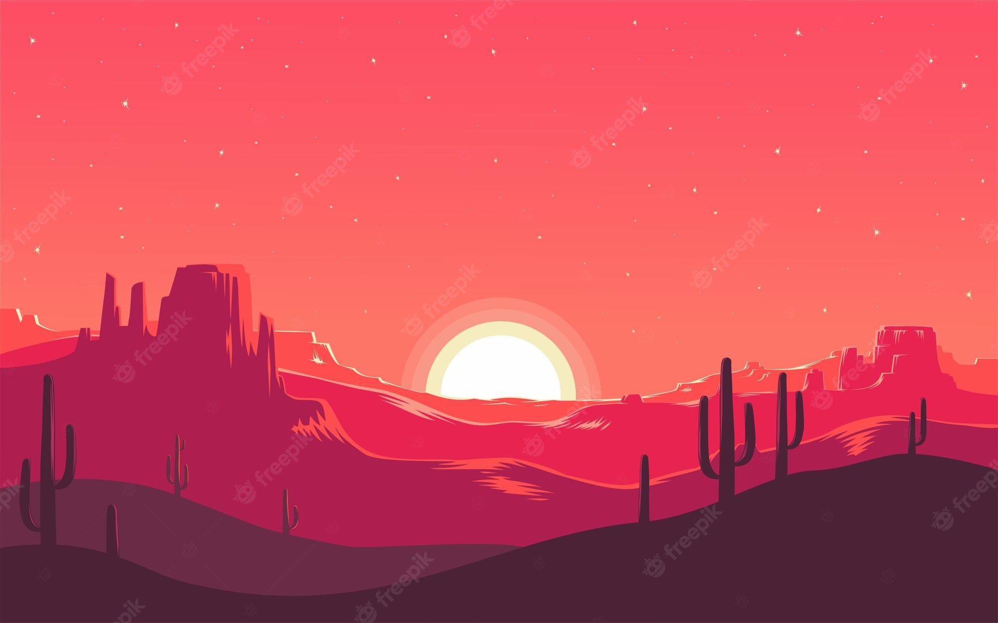 Desert In Neon Sunset Wallpapers