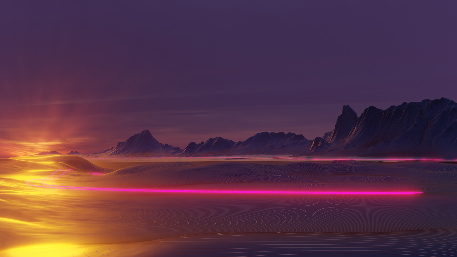 Desert In Neon Sunset Wallpapers