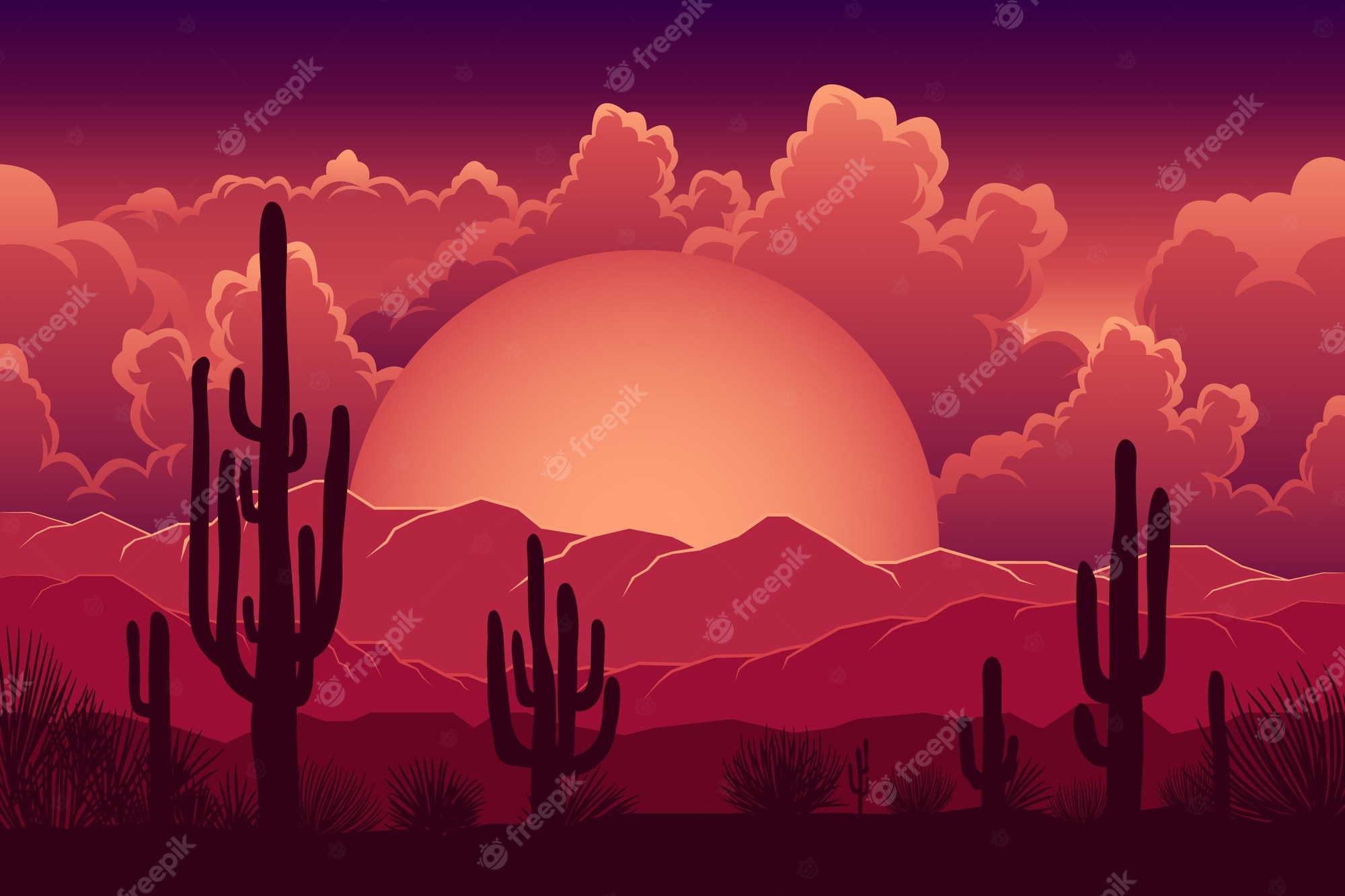 Desert In Neon Sunset Wallpapers