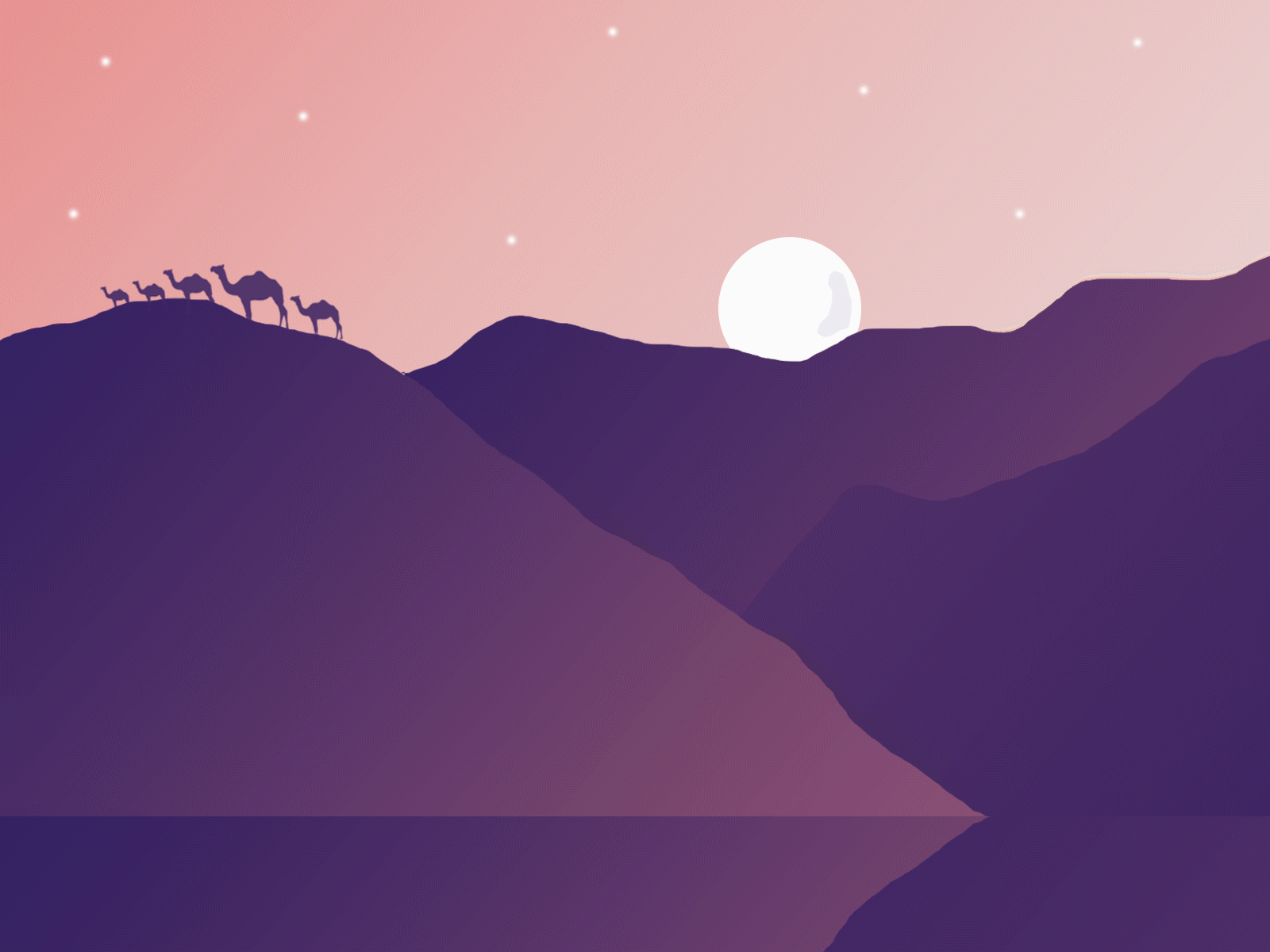 Desert Night Illustration Wallpapers
