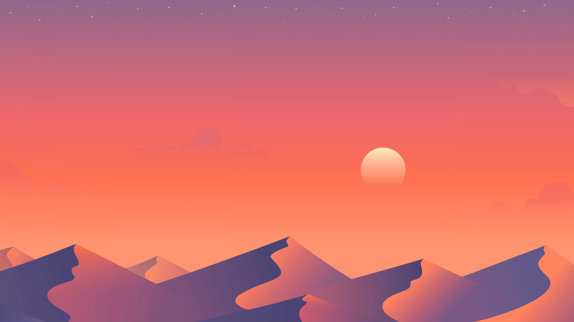 Desert Night Illustration Wallpapers