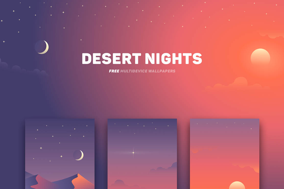 Desert Night Illustration Wallpapers