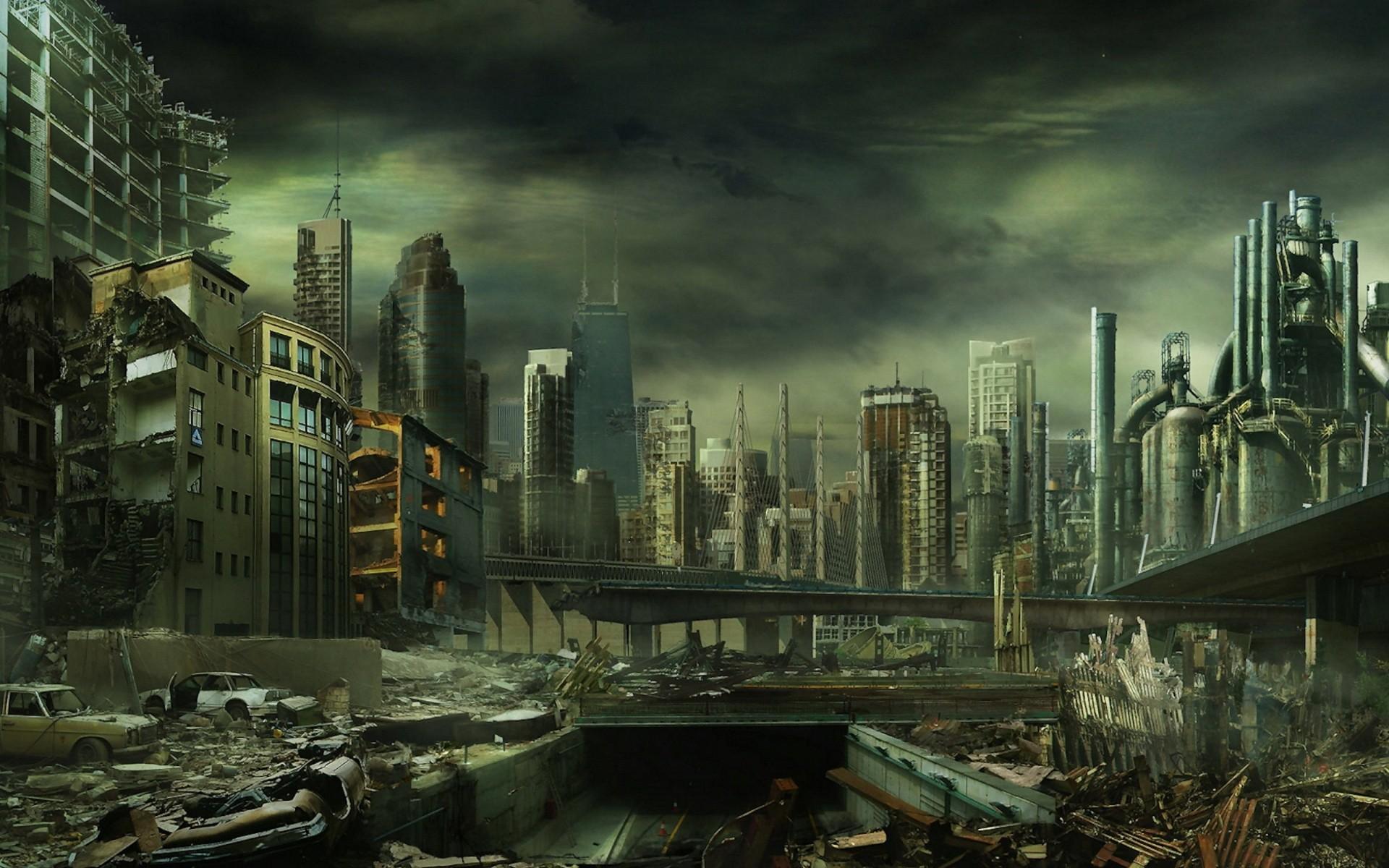 Destroyed Anime City Background