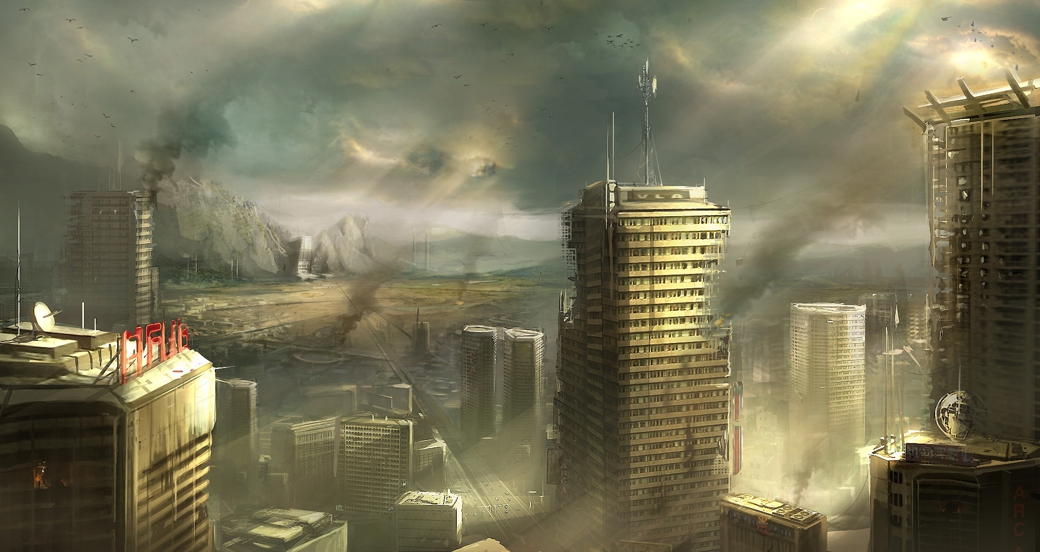 Destroyed Anime City Background