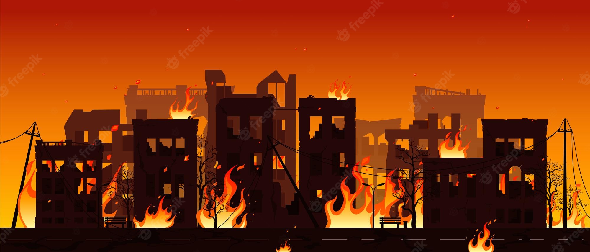 Destroyed City Background