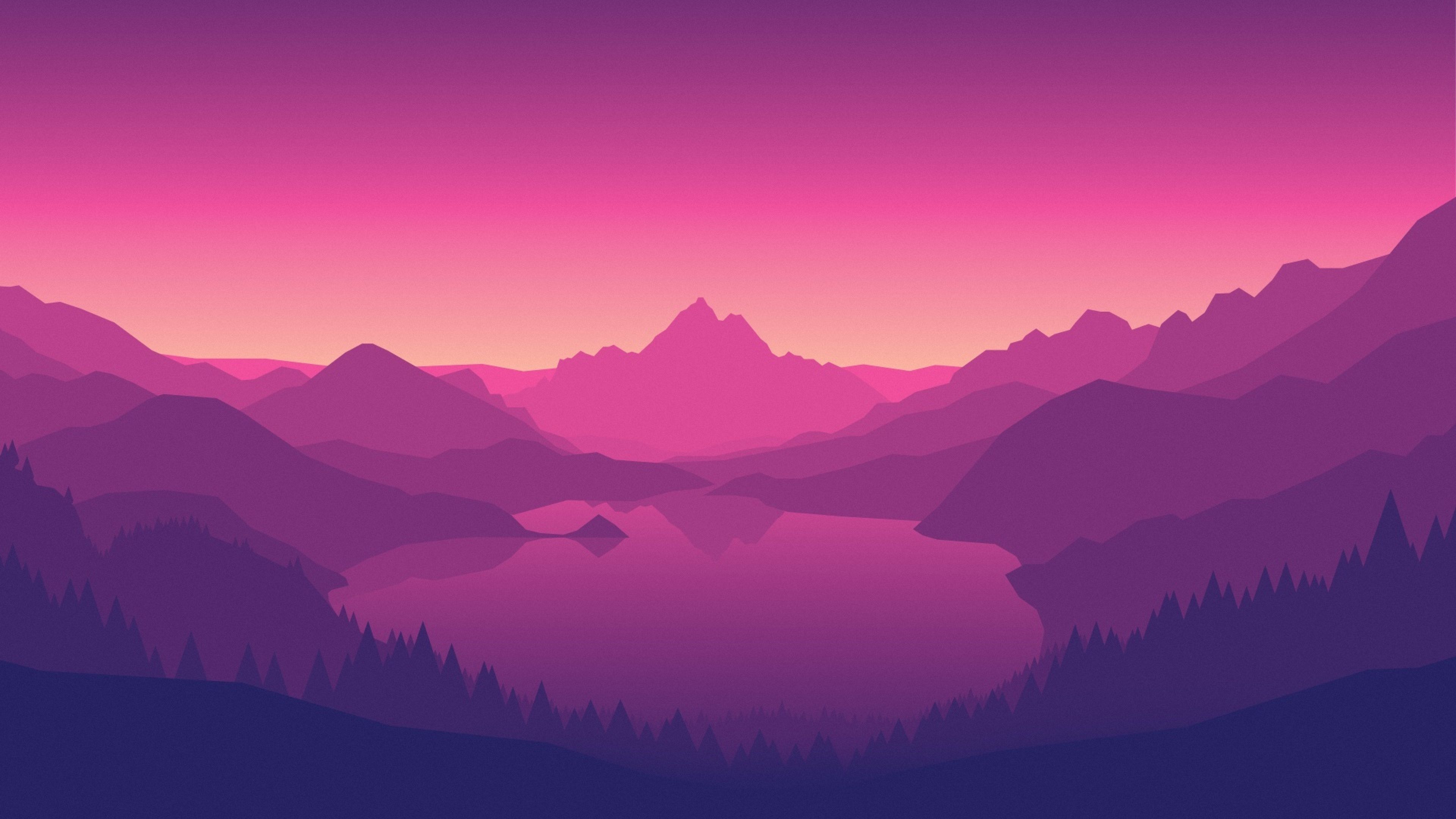 Digital Pink Mountains Wallpapers