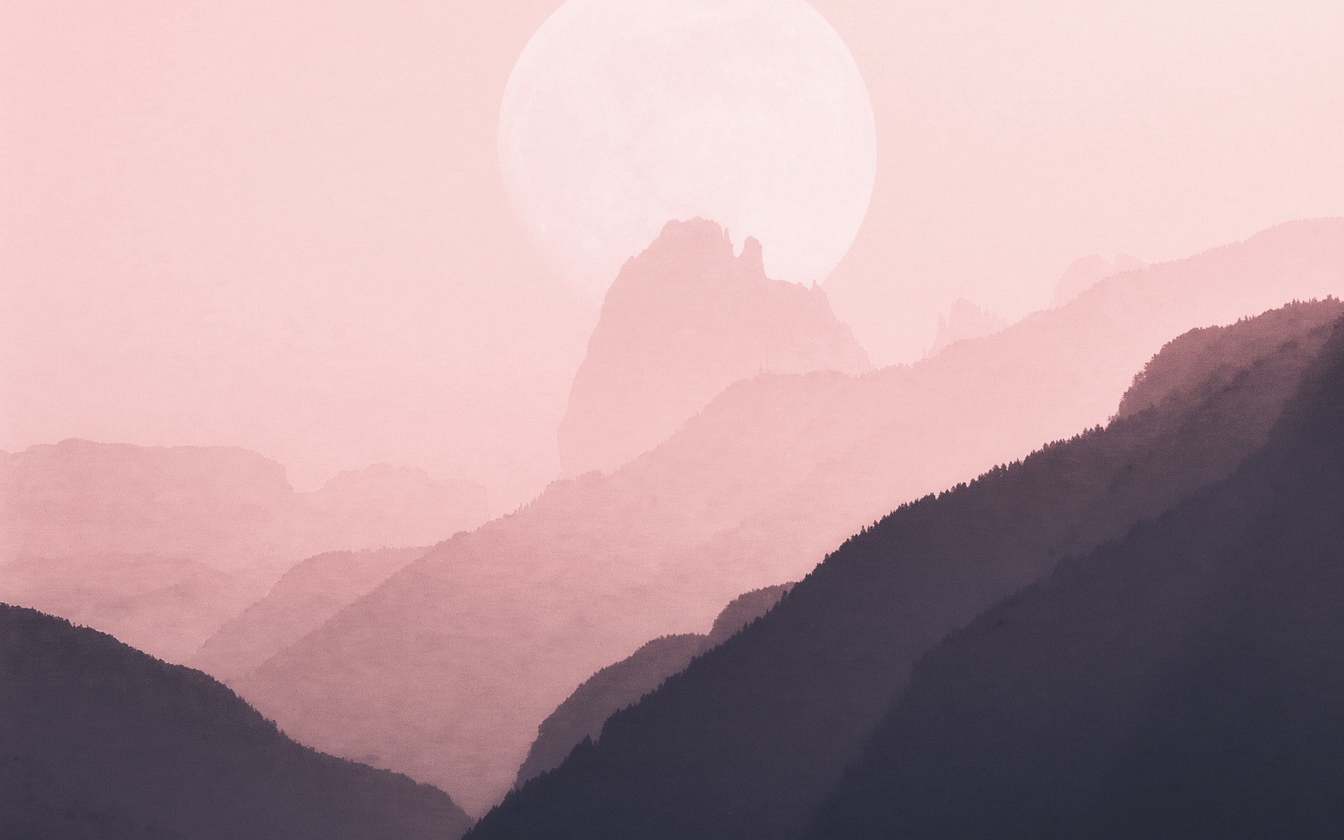 Digital Pink Mountains Wallpapers