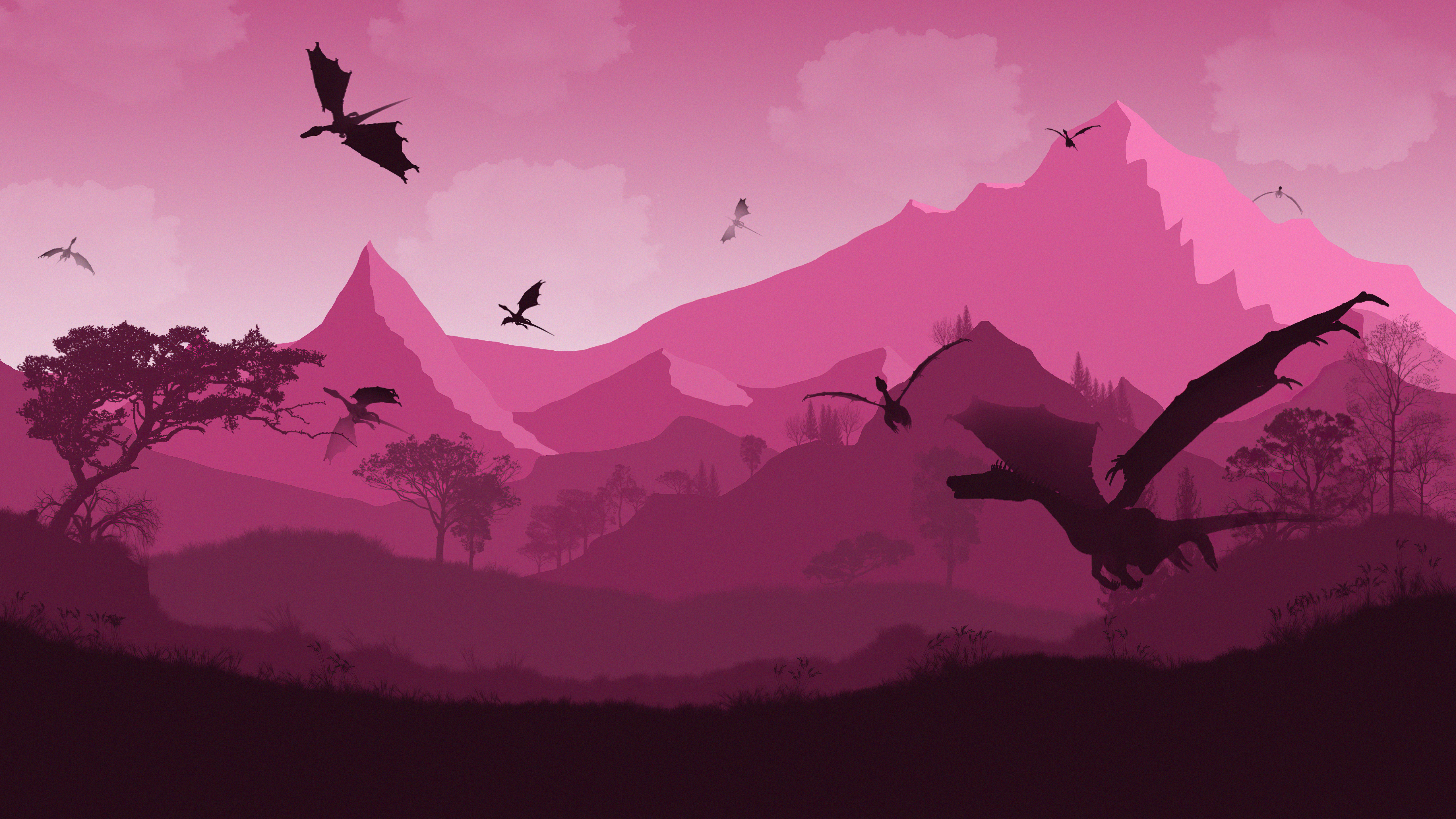 Digital Pink Mountains Wallpapers