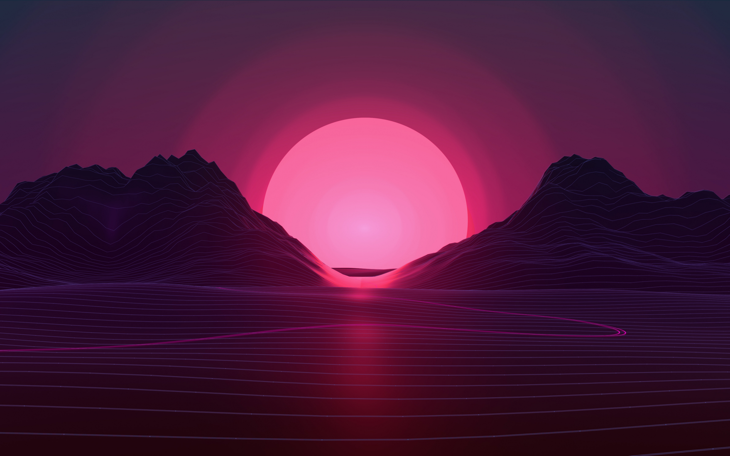 Digital Pink Mountains Wallpapers