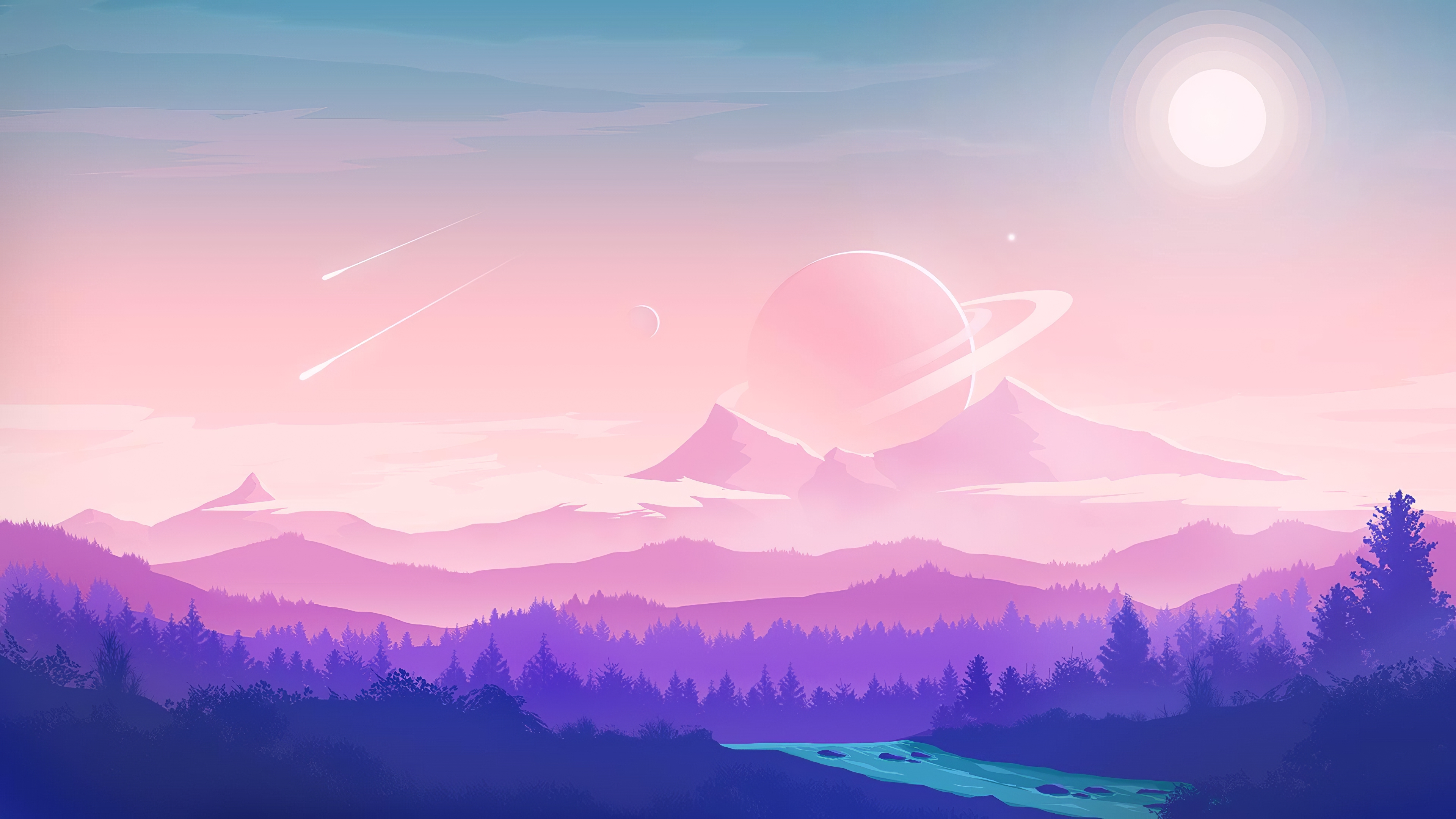 Digital Pink Mountains Wallpapers