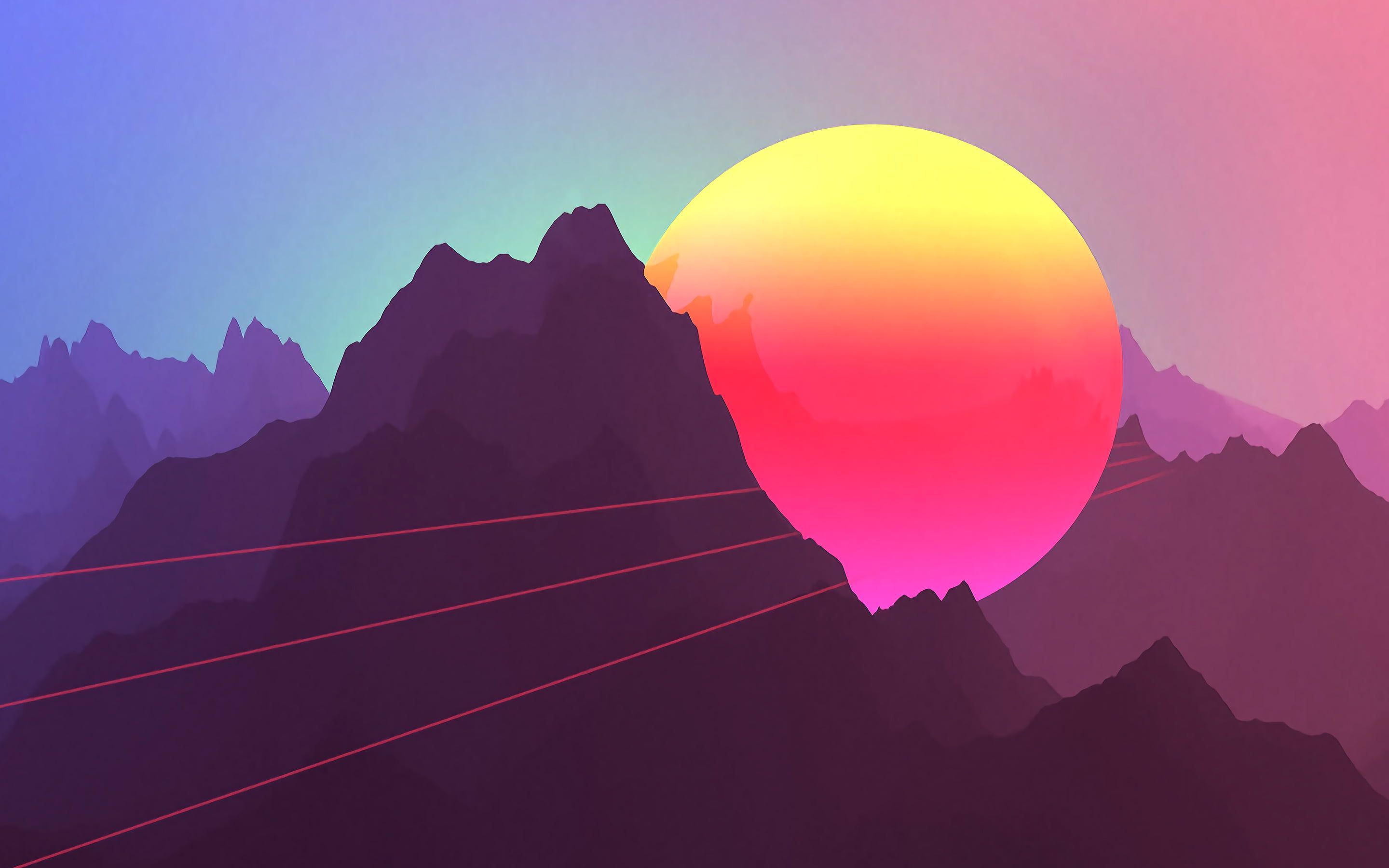 Digital Pink Mountains Wallpapers