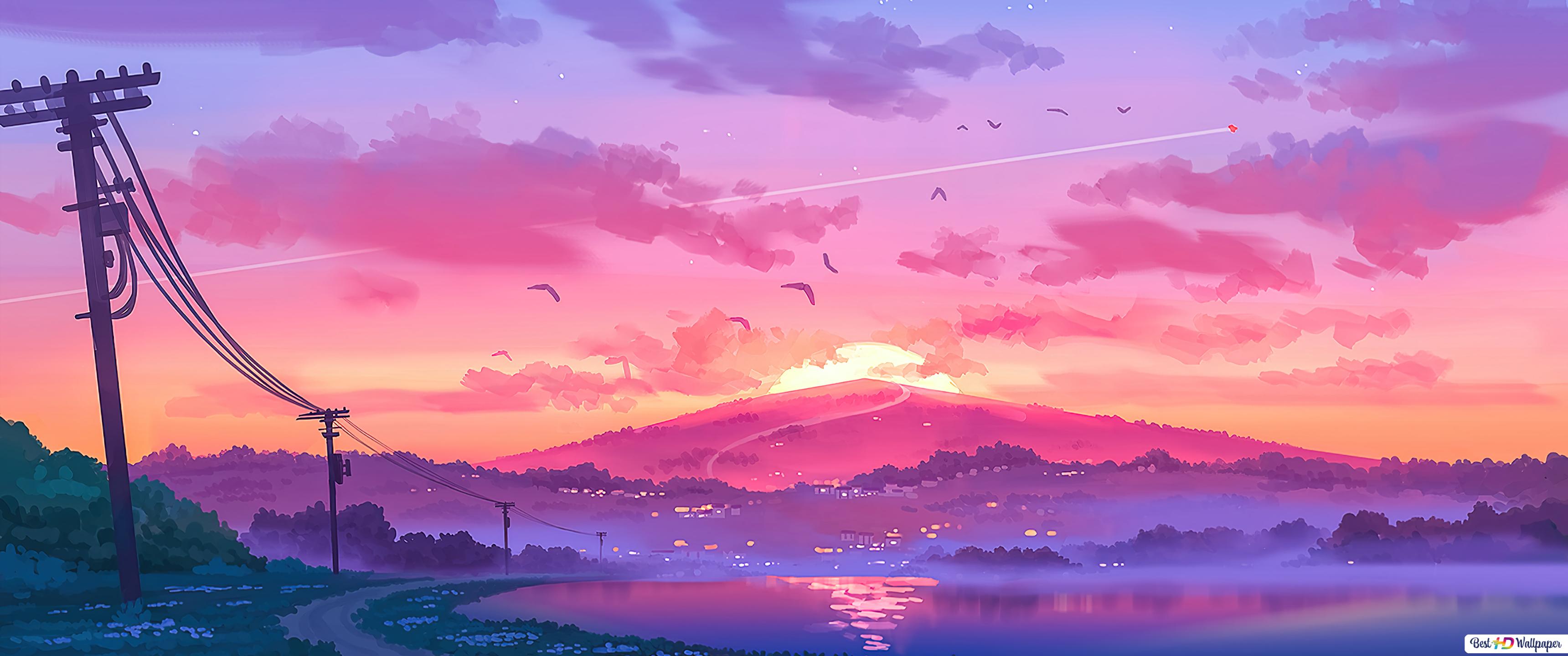 Digital Pink Mountains Wallpapers