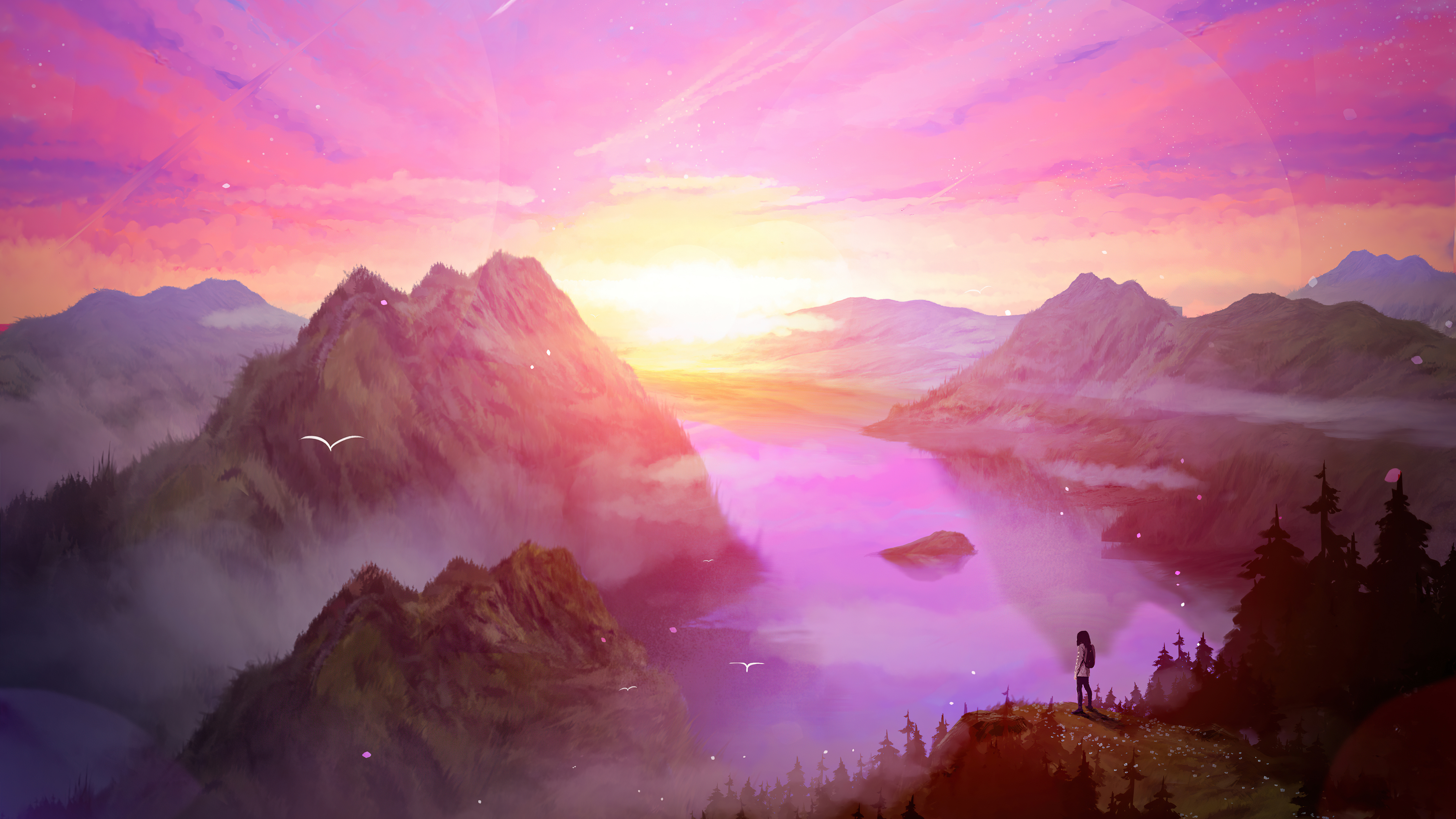 Digital Pink Mountains Wallpapers