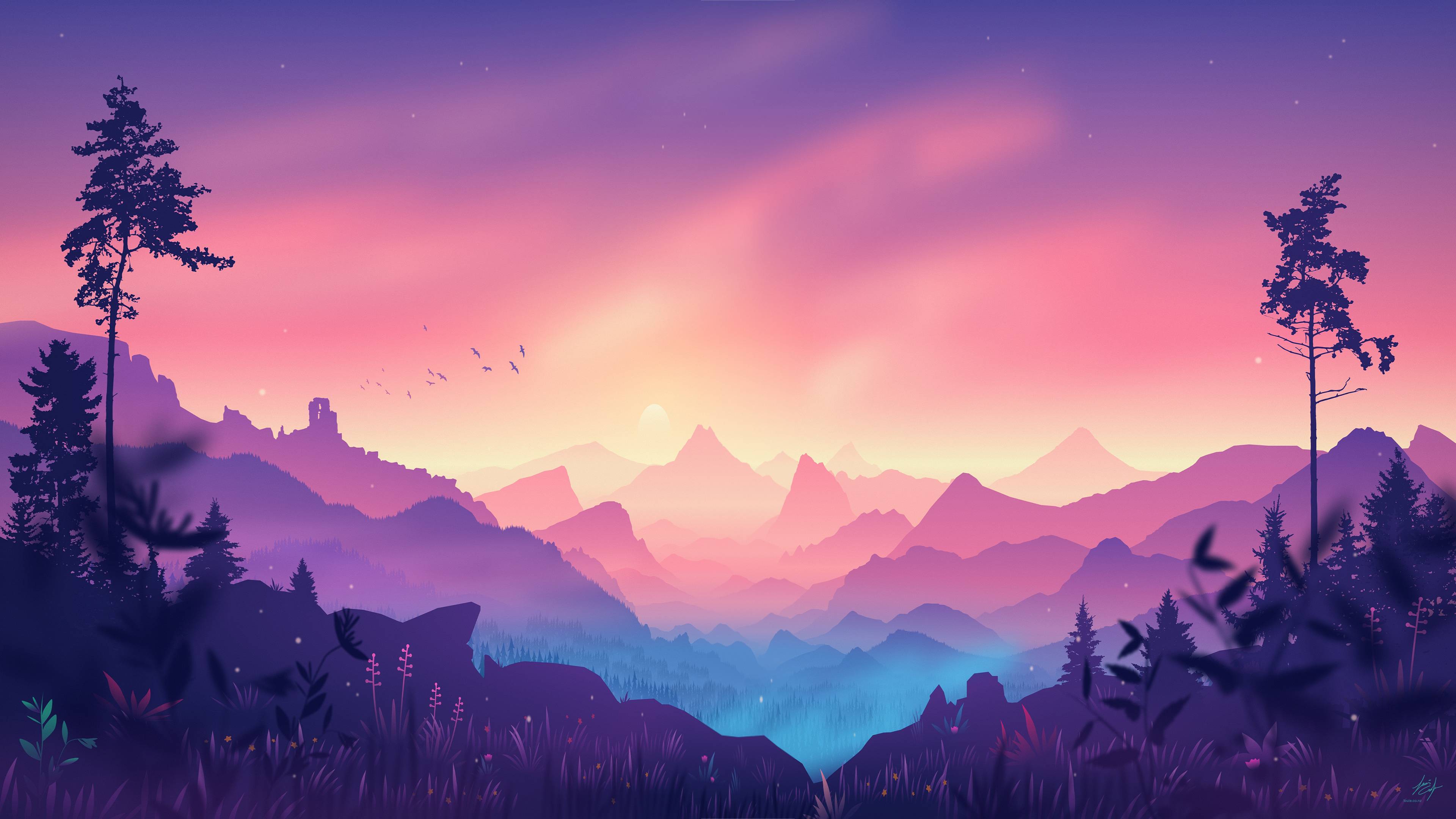 Digital Sunset Art Wallpapers