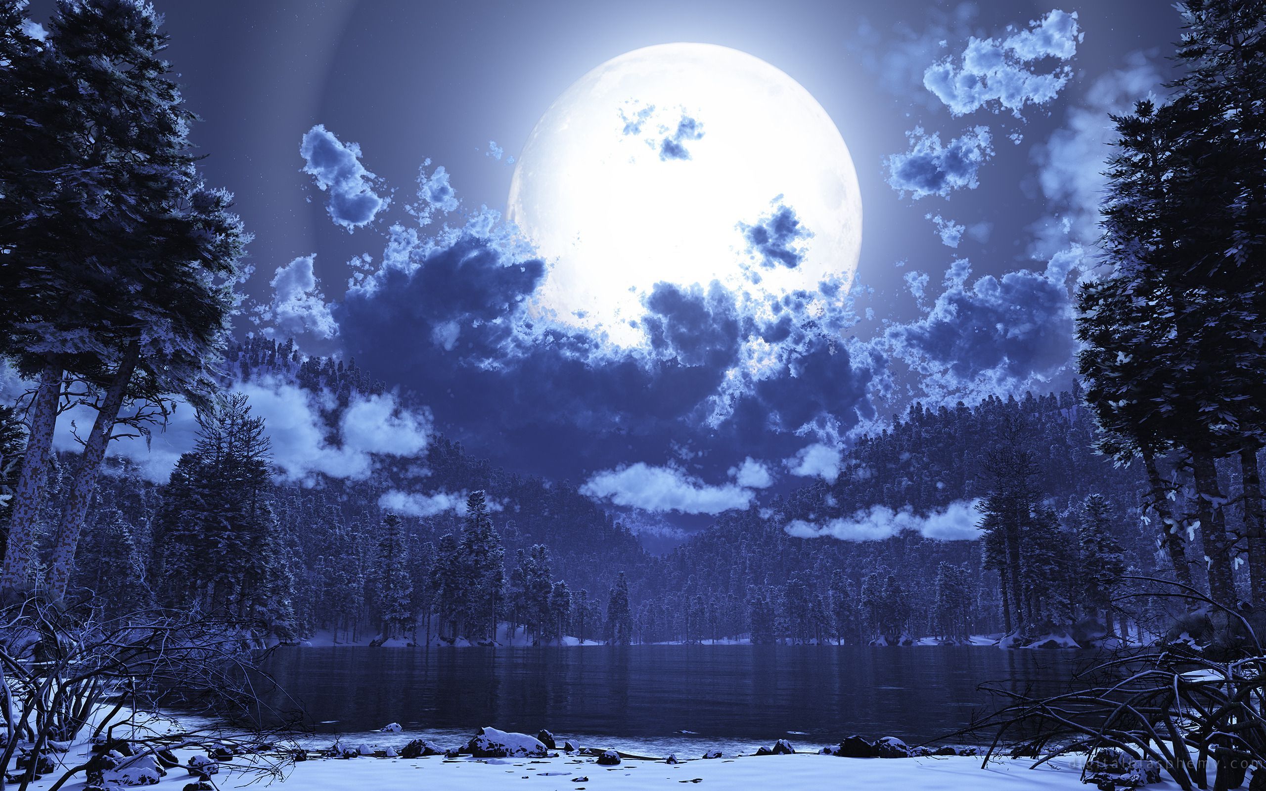 Digital Winter Moon Wallpapers