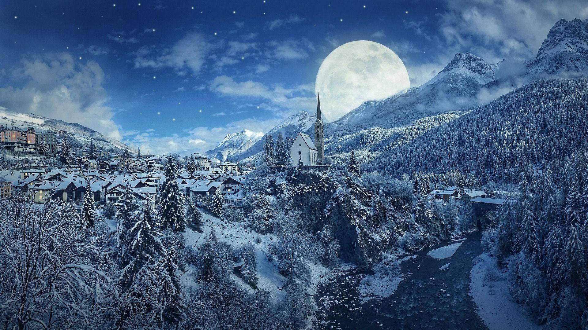 Digital Winter Moon Wallpapers