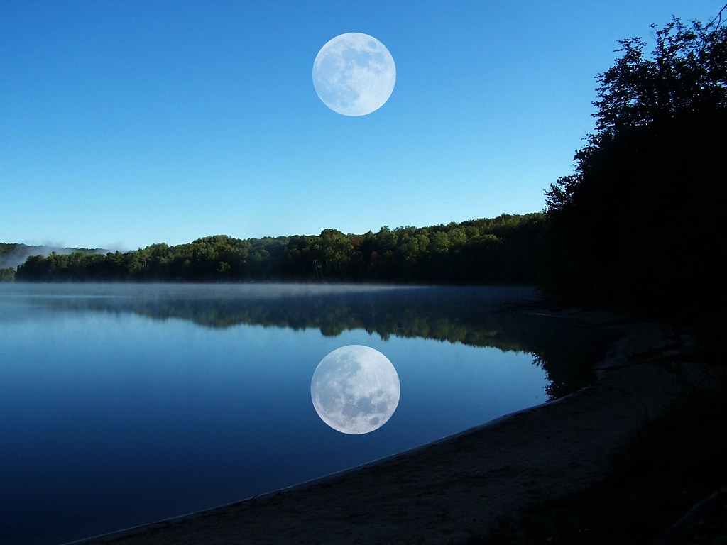 Distorted Moon Reflection Wallpapers