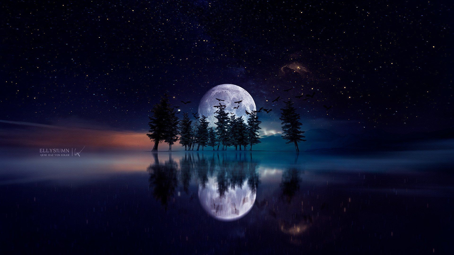 Distorted Moon Reflection Wallpapers