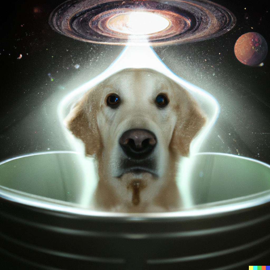 Dog With Garlic On Head In Space Wallpapers