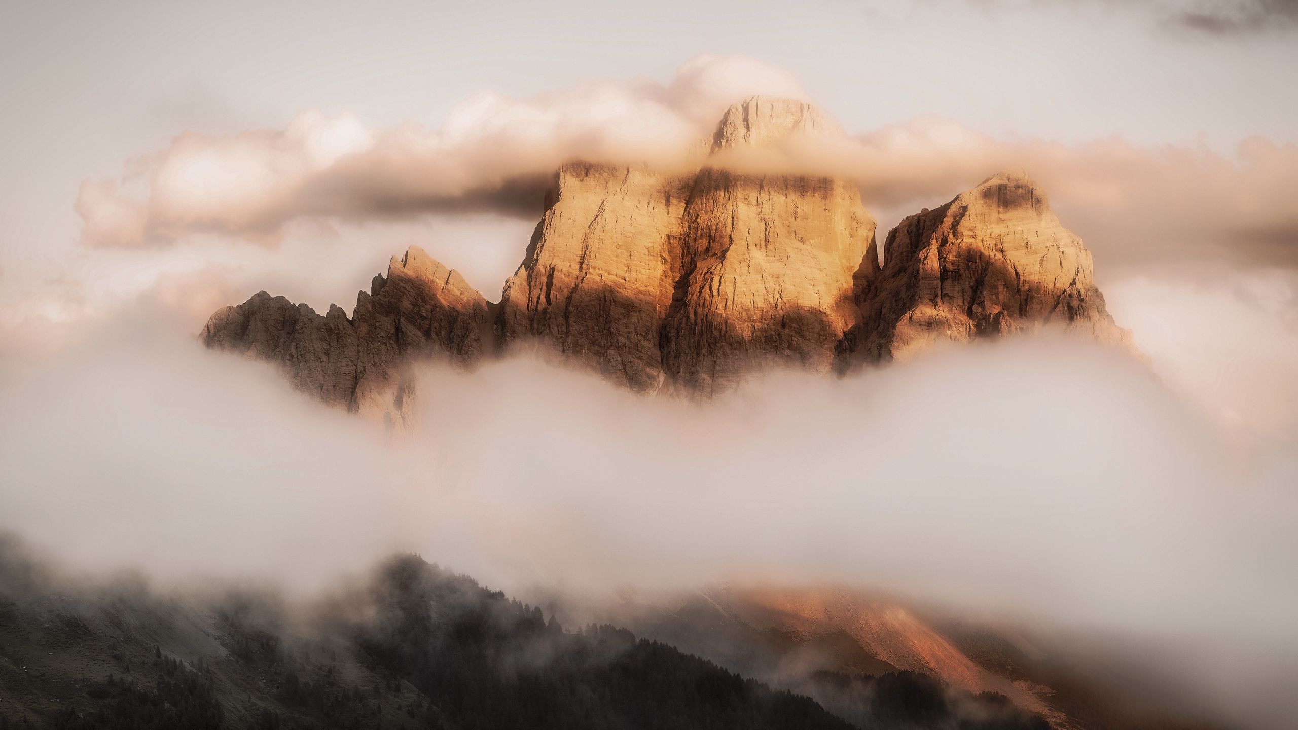 Dolomites Italy Fogy Mountains Wallpapers