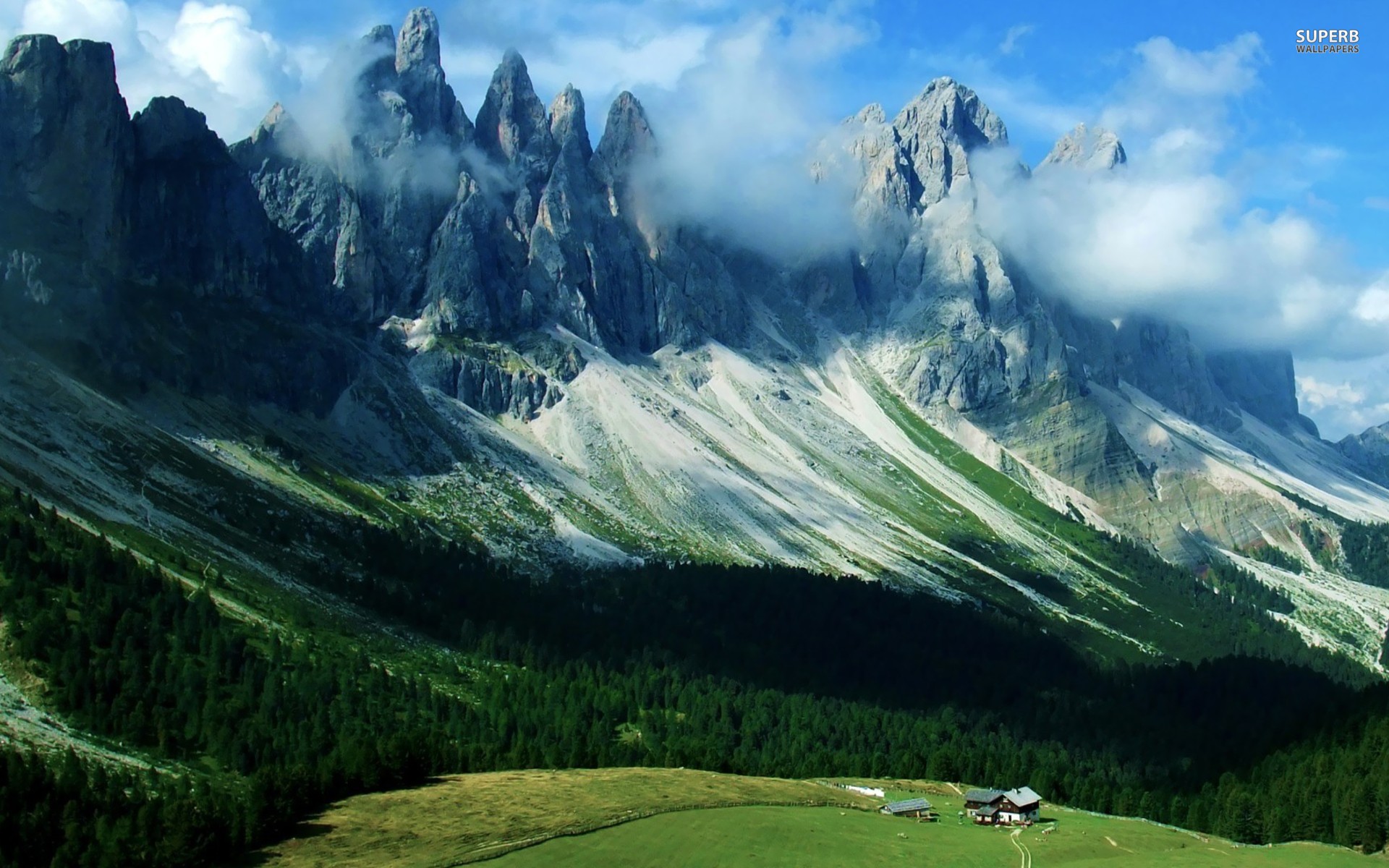 Dolomites Italy Fogy Mountains Wallpapers