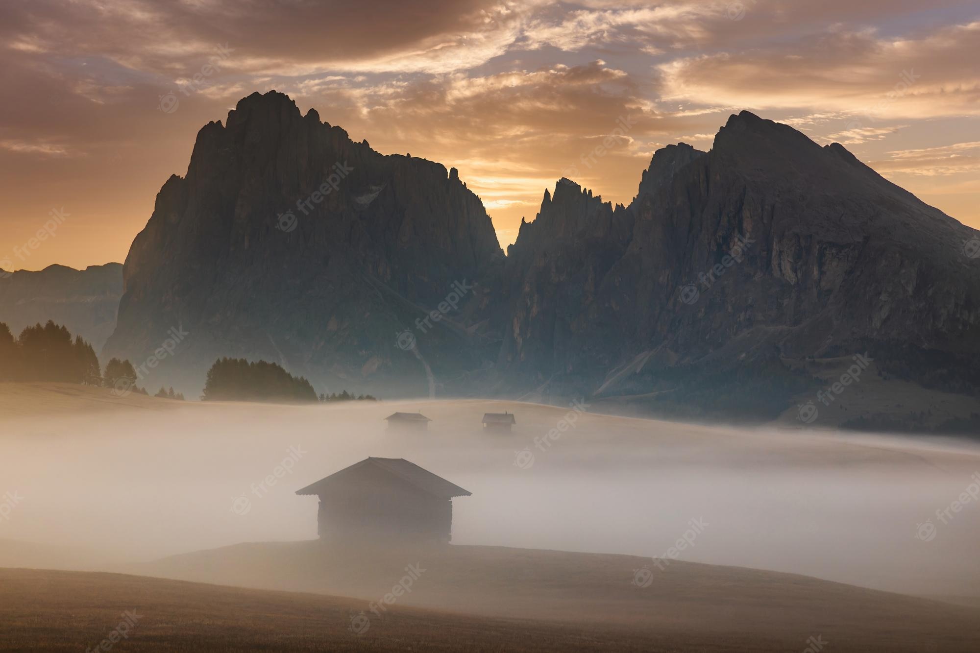 Dolomites Italy Fogy Mountains Wallpapers