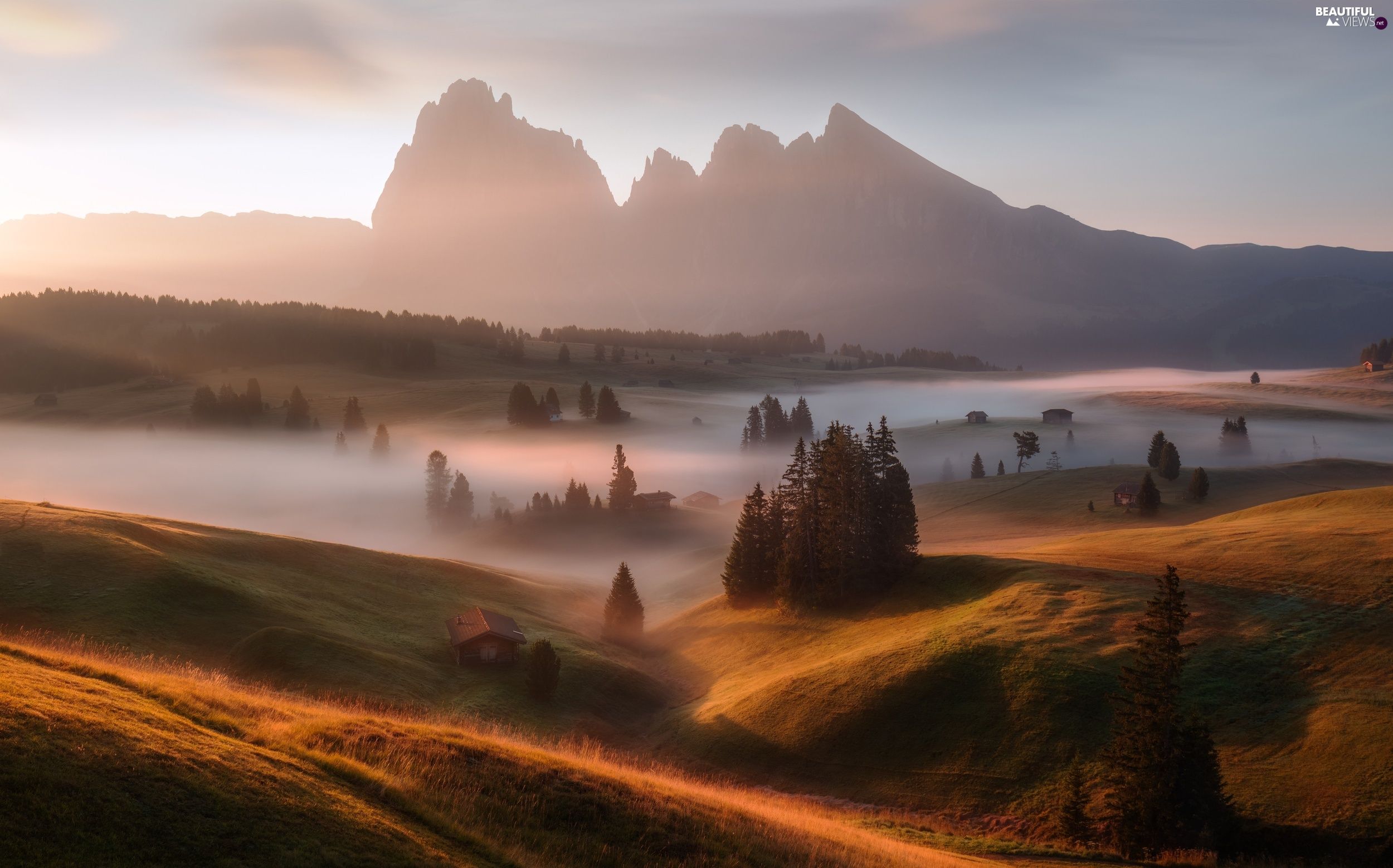 Dolomites Italy Fogy Mountains Wallpapers