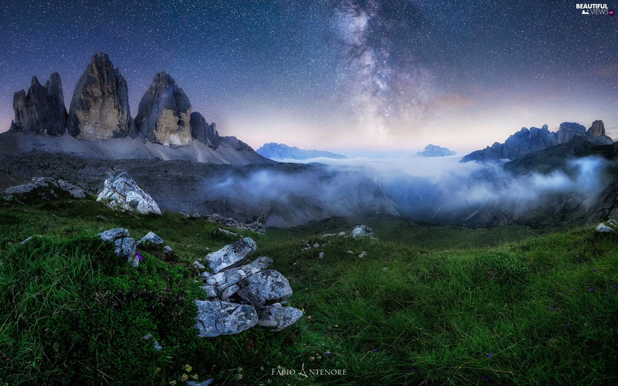 Dolomites Mountains Milky Way Wallpapers