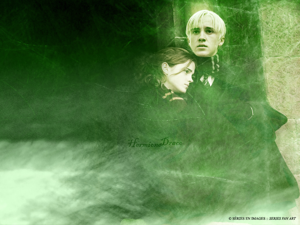 Draco Kissing Hermione By The Wall Wallpapers