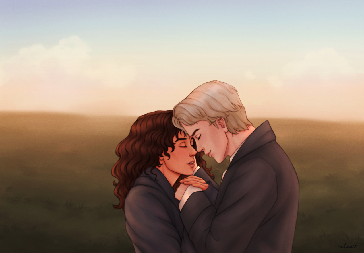 Draco Kissing Hermione By The Wall Wallpapers