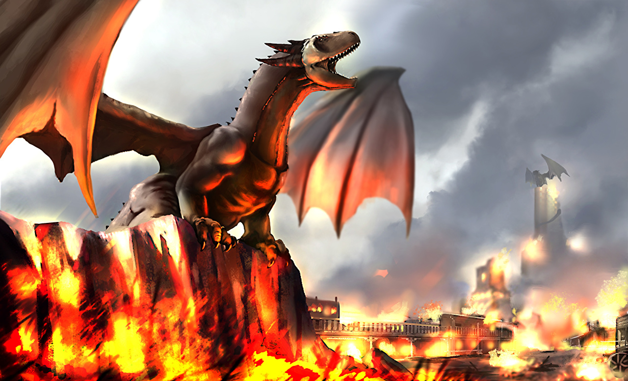 Dragon Burning Flames Wallpapers