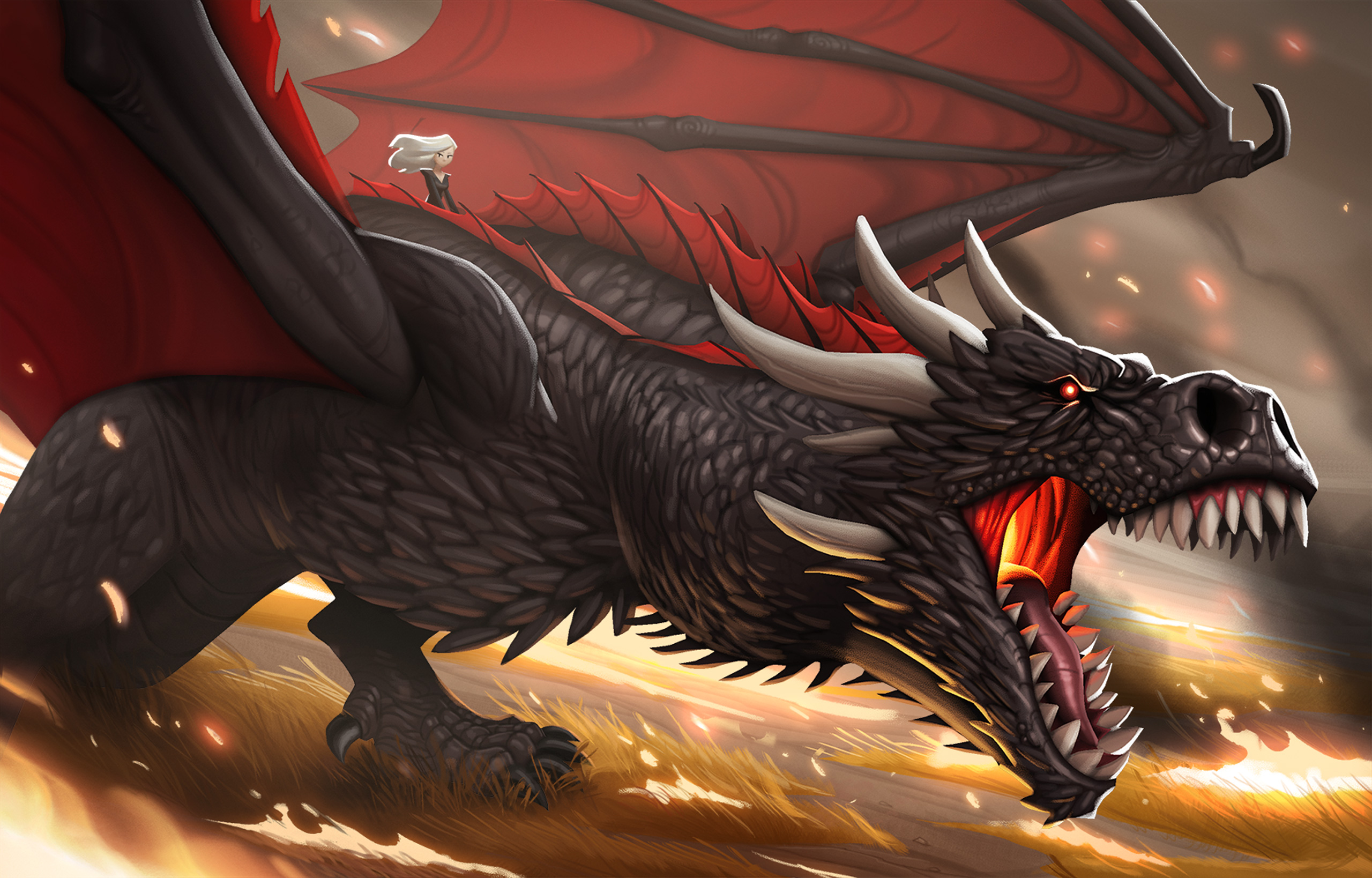 Dragon Queen Khaleesi Cartoon Artwork Wallpapers