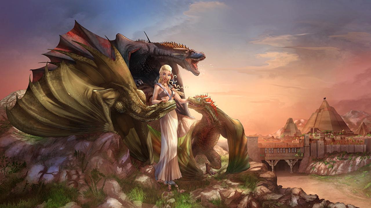 Dragon Queen Khaleesi Cartoon Artwork Wallpapers