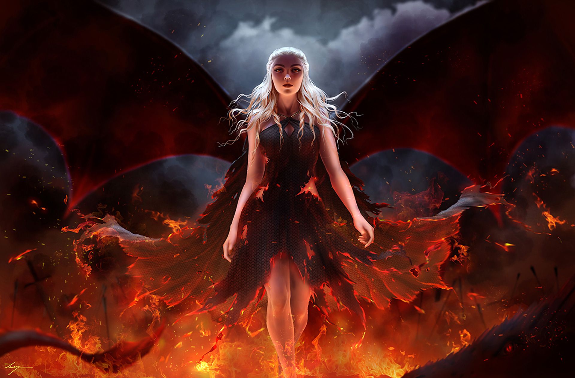 Dragon Queen Khaleesi Cartoon Artwork Wallpapers