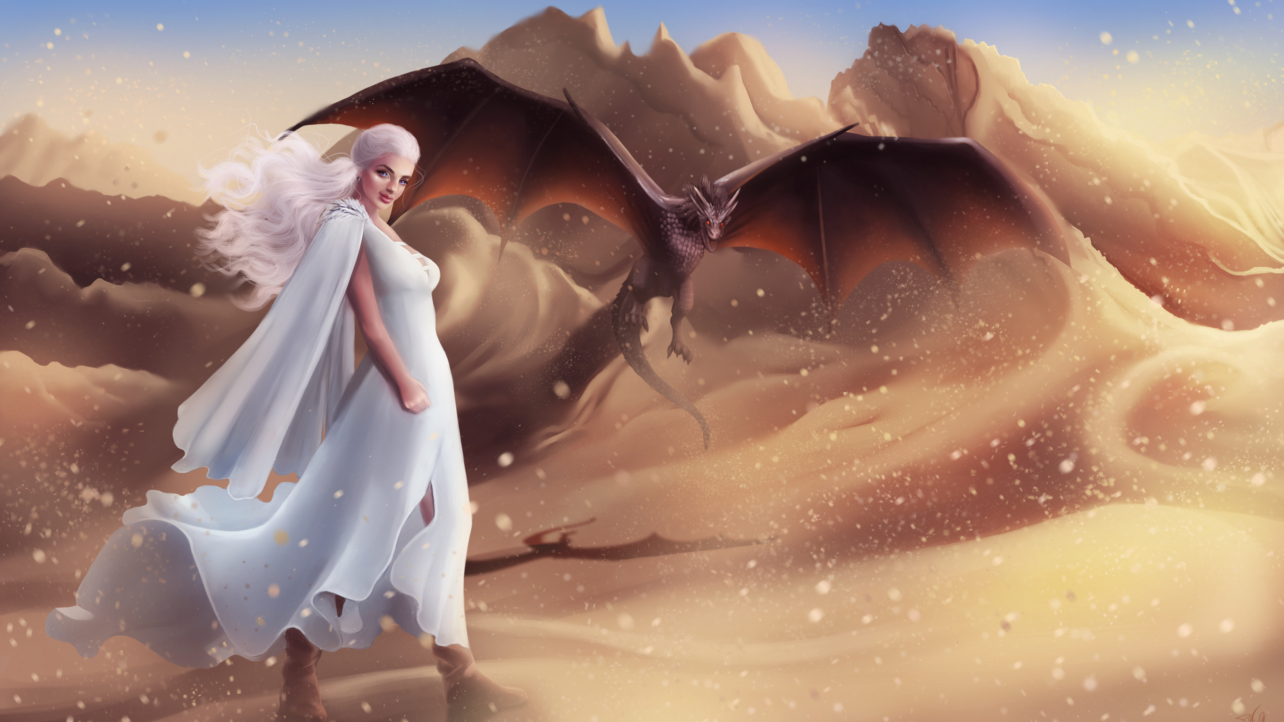 Dragon Queen Khaleesi Cartoon Artwork Wallpapers