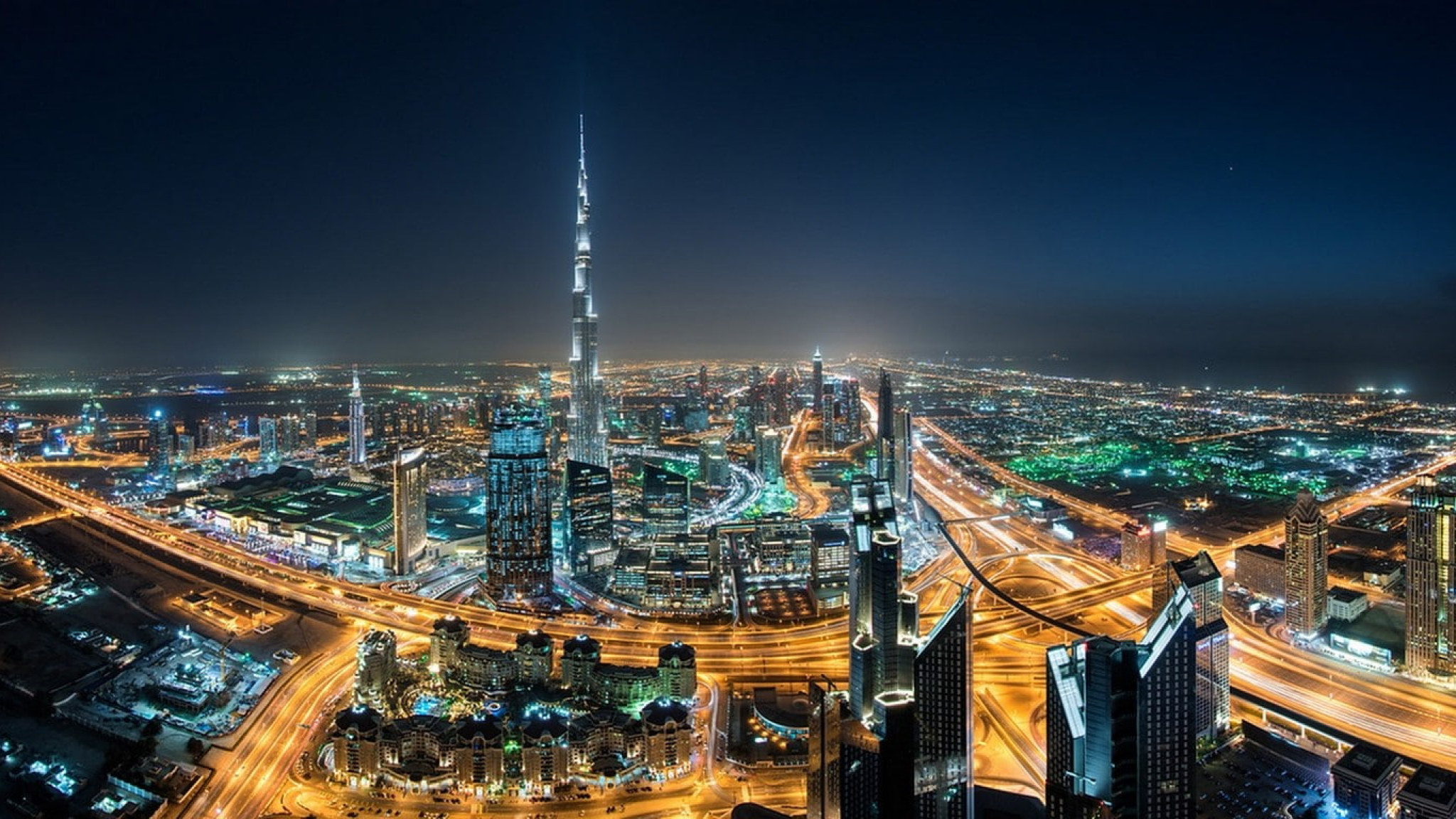 Dubai Burj Khalifa Cityscape In Night Wallpapers