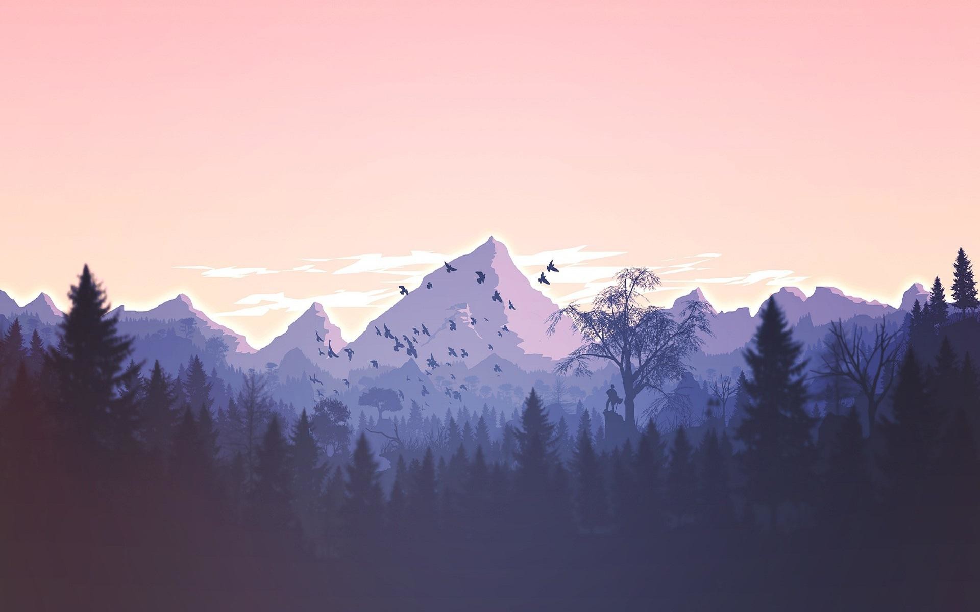 Eagle Mountain Sunset Minimalist Wallpapers