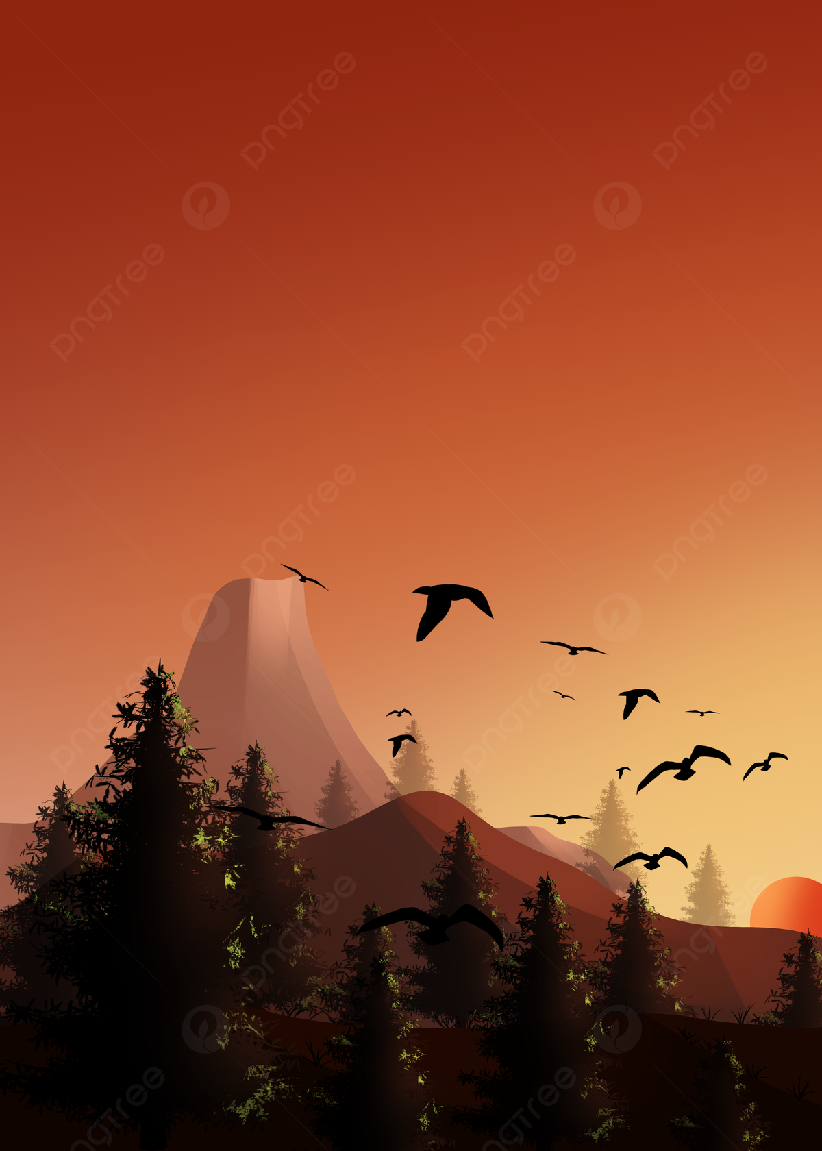 Eagle Mountain Sunset Minimalist Wallpapers