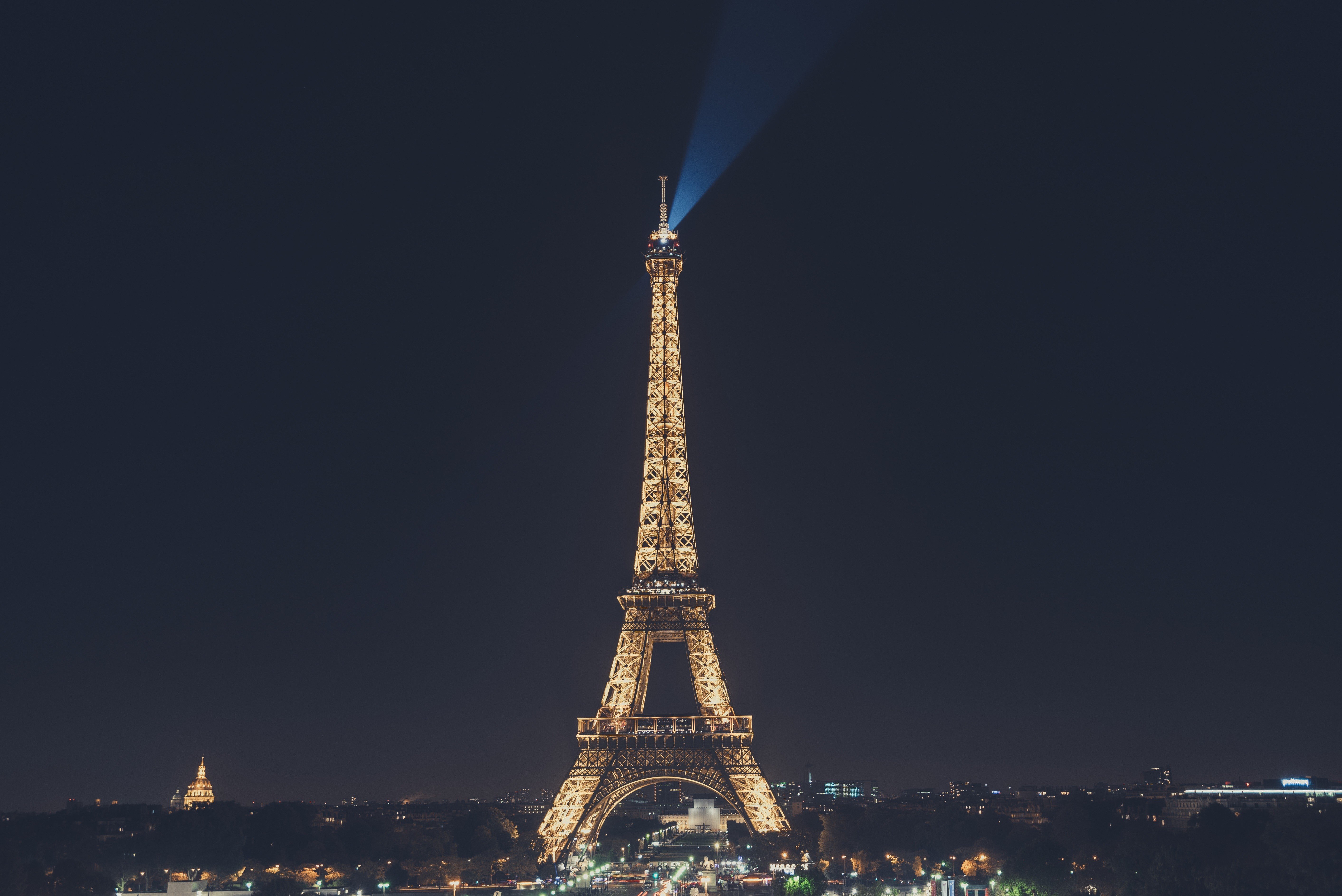 Eiffel Tower Cityscape In Moon Night Wallpapers